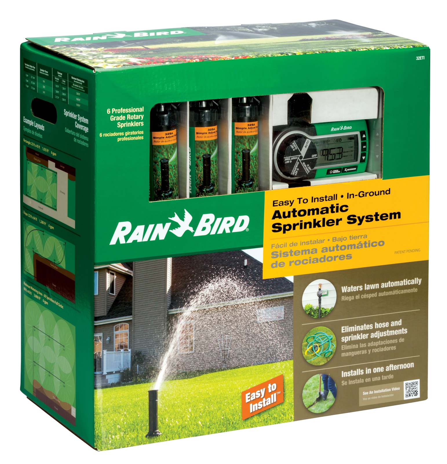 Rain Bird Automatic Sprinkler System Easy to Install In-Ground Complete Kit 