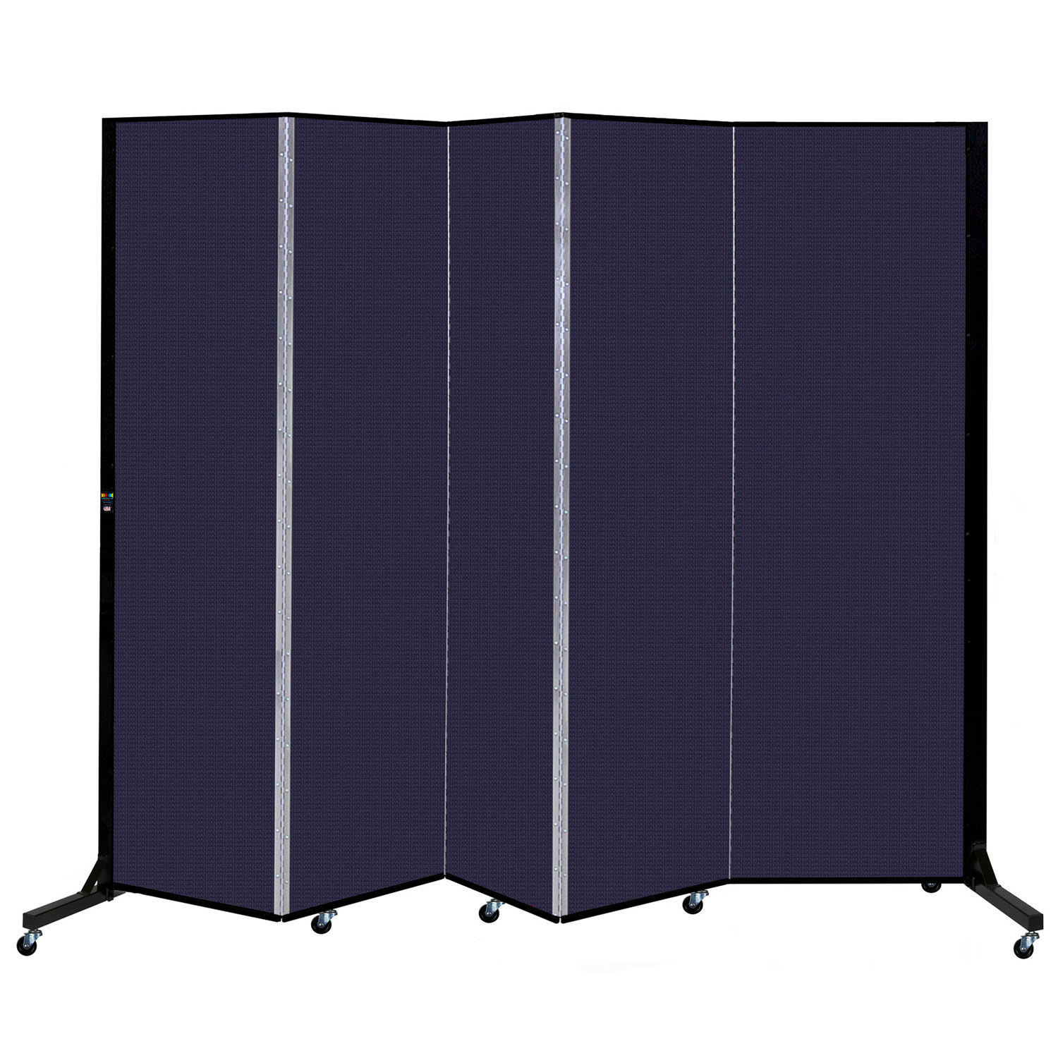 Screenflex B2265473 5 Panel Light-Duty Portable Room Divider 6'5-inH x 9'5-inW Fabric Color: Navy