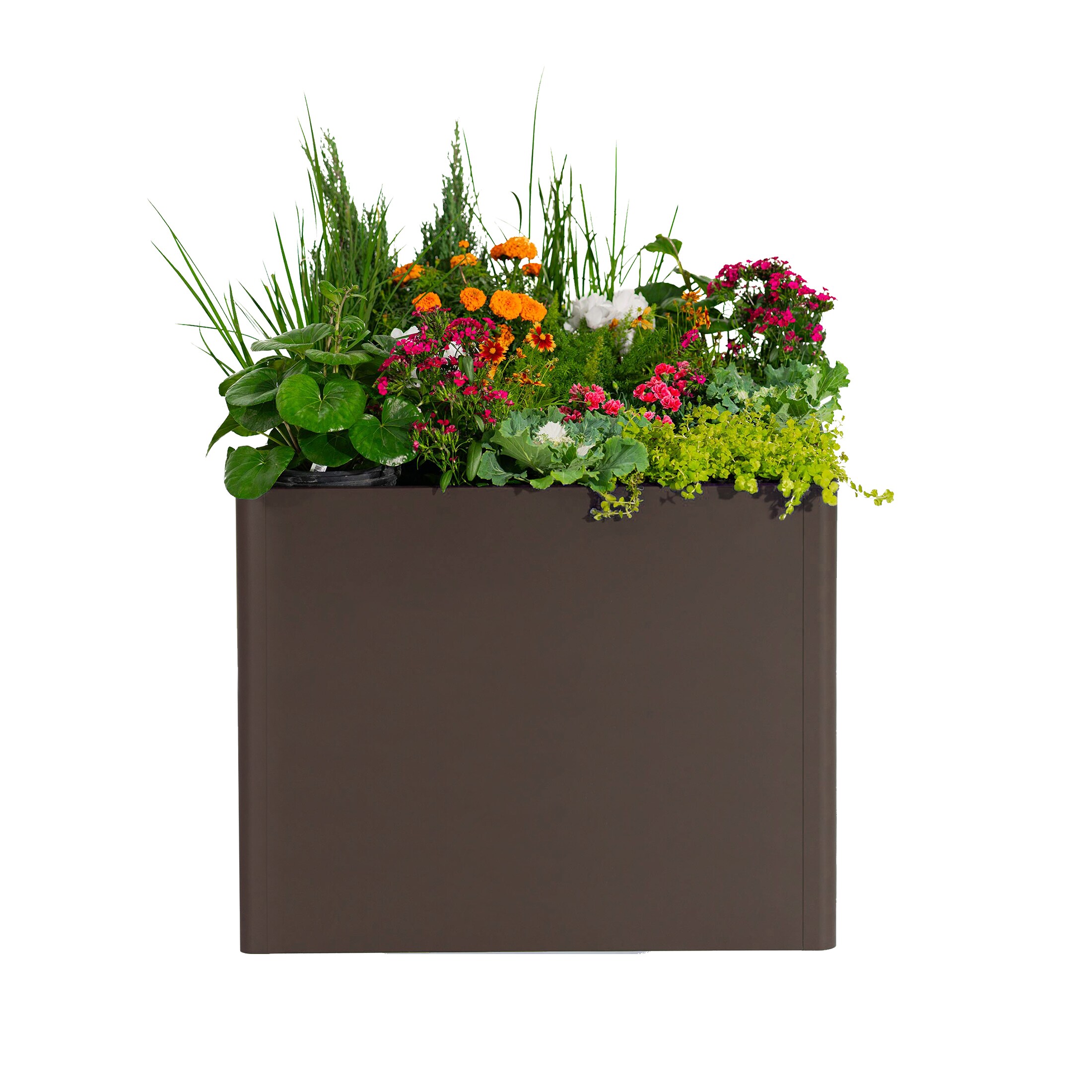 Umber Brown 32" Tall Modern Metal Outdoor Planter Box