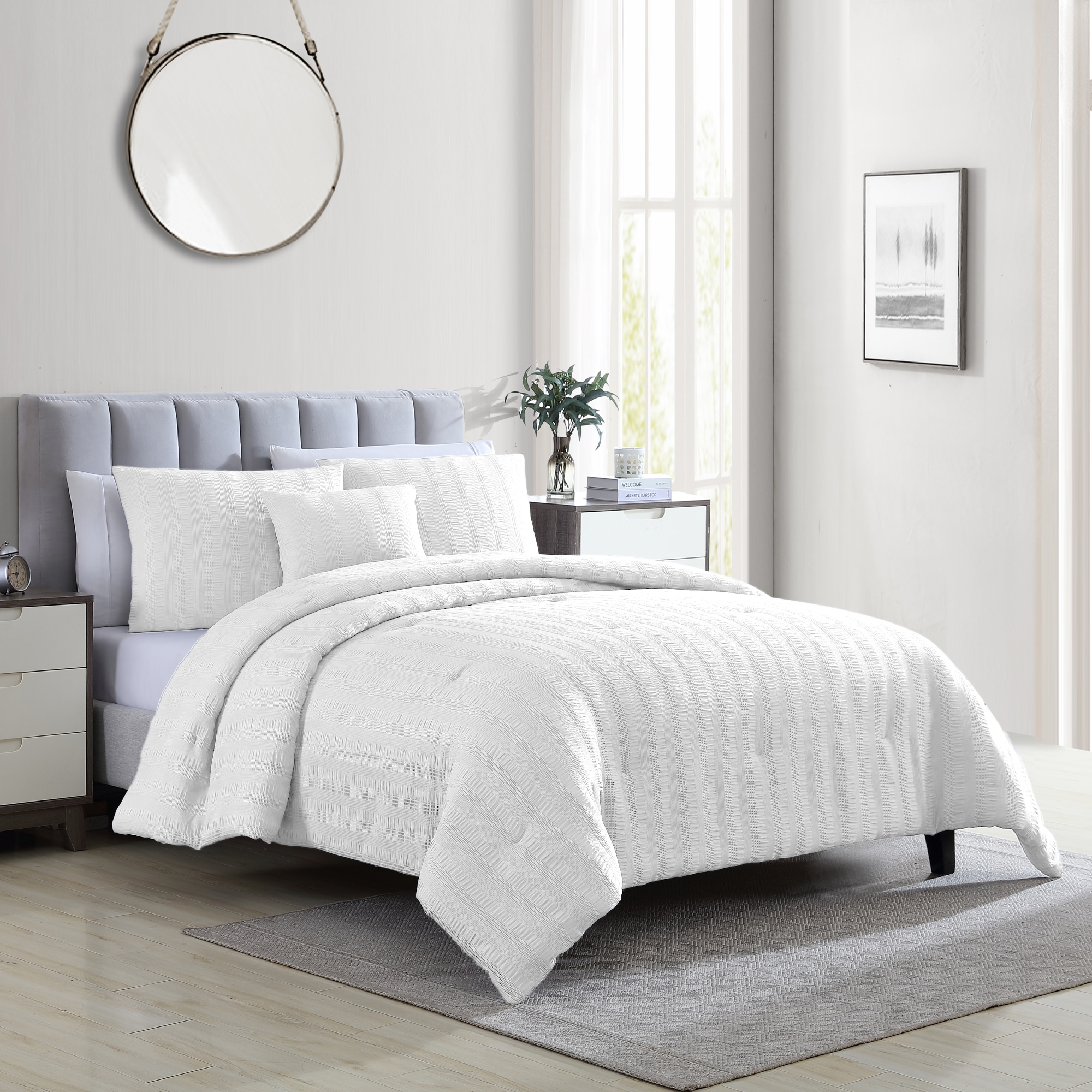 Modern Threads 4pc embellished comforter set Hadley White King at Lowes.com