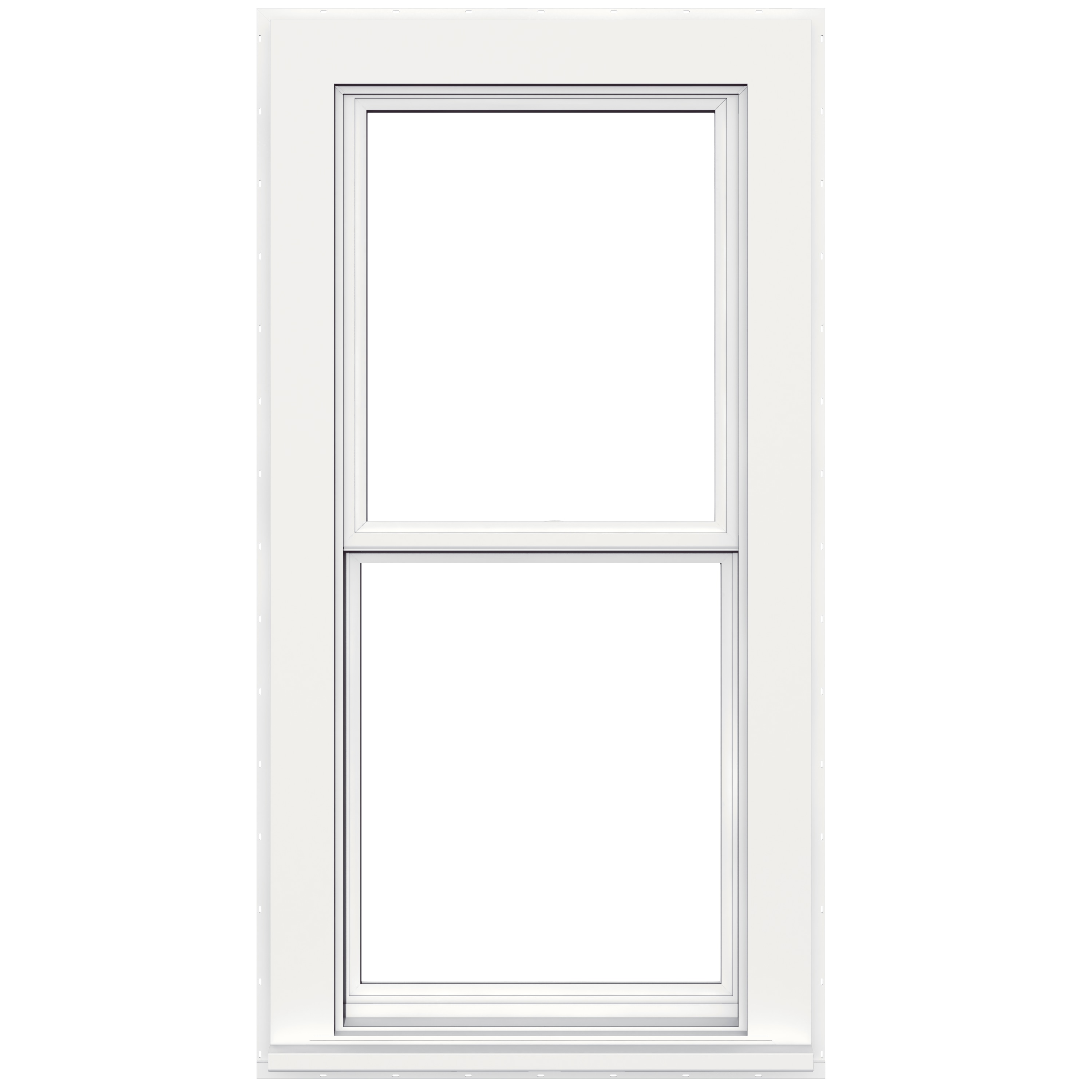 JELD-WEN LOWOLVYFCDH2654 Flat Casing Vinyl 25-1/2-in x 53-1/2-in White White Vinyl New construction Double Hung Window Low-E argon Double Pane Glass (Full Screen Included)