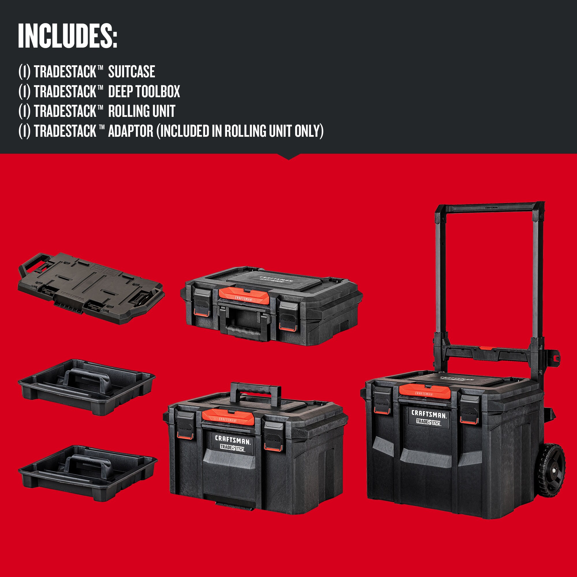 CRAFTSMAN TradeStack 22-in Black Plastic Rolling Storage Tower & Polyester 22.5-in Tool Bag
