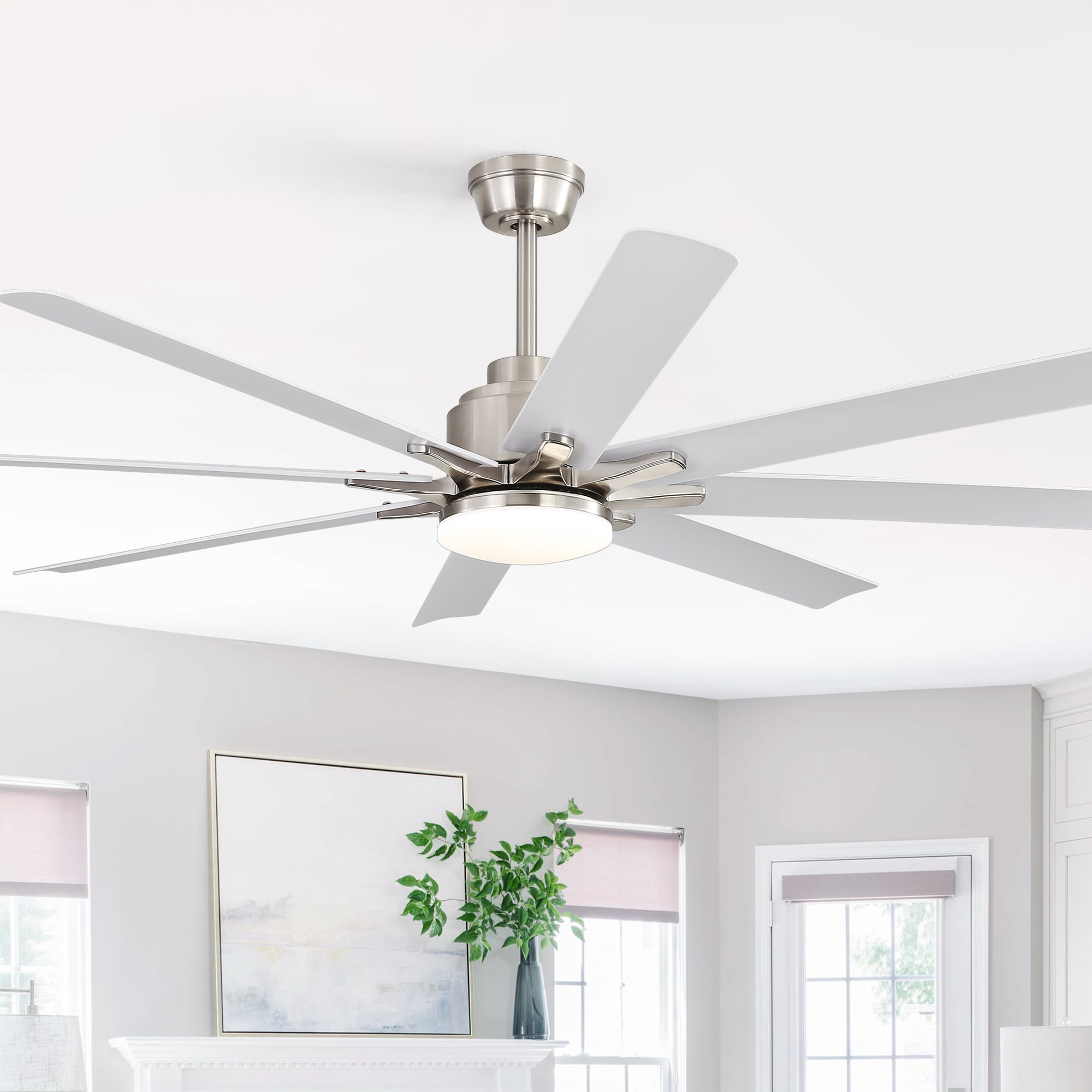 BABOOM BOM-147290-OR Smart Ceiling Fan 52-in Integrated LED Smart White with ABS Blades Ceiling Fan With Light - Remote Included ( 8 -Blade )