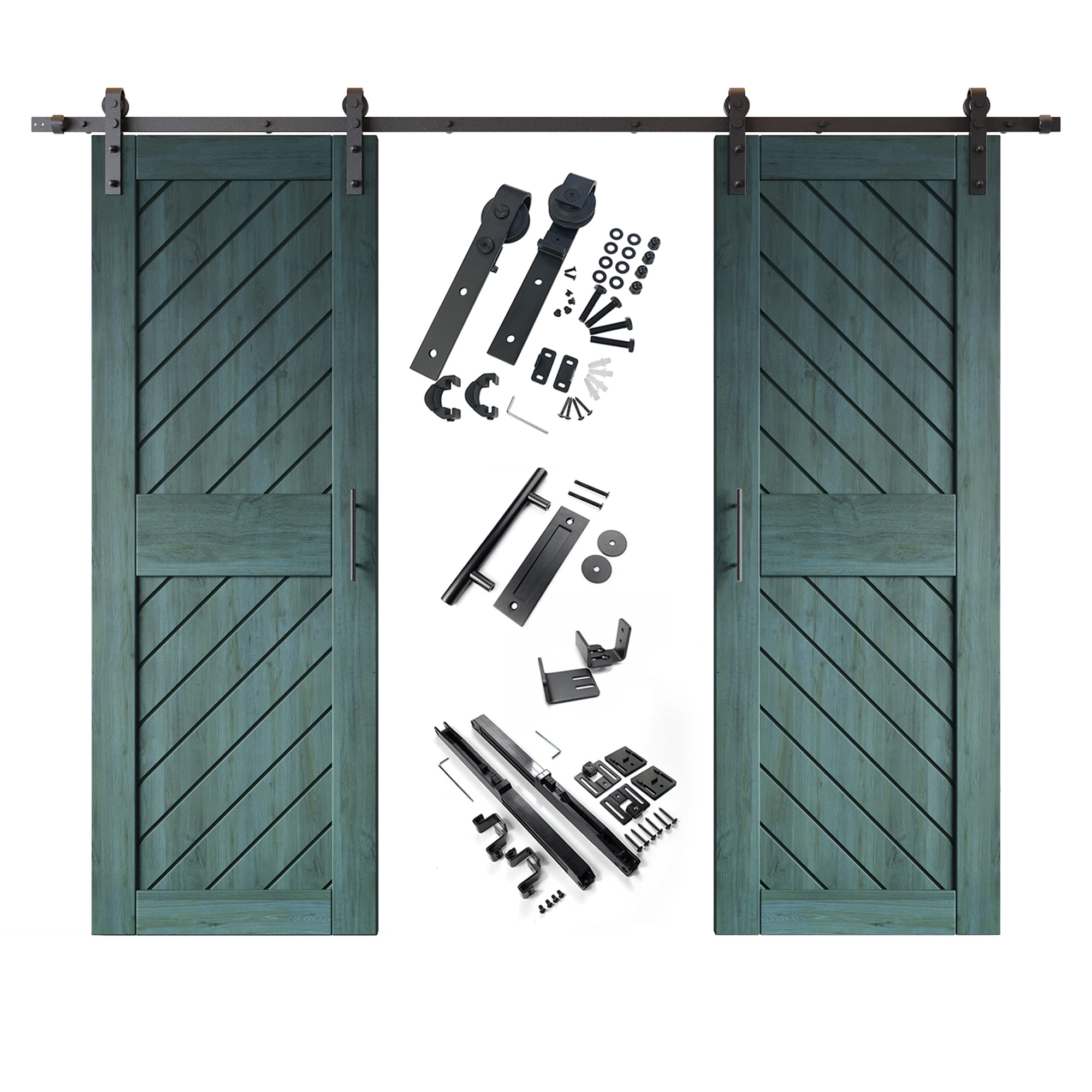 HOMACER YT2H108C-XT1-2684-RP 26-in x 84-in Royal Pine Prefinished Non-standard Pine Wood Solid core Double Barn Door (Hardware Included)