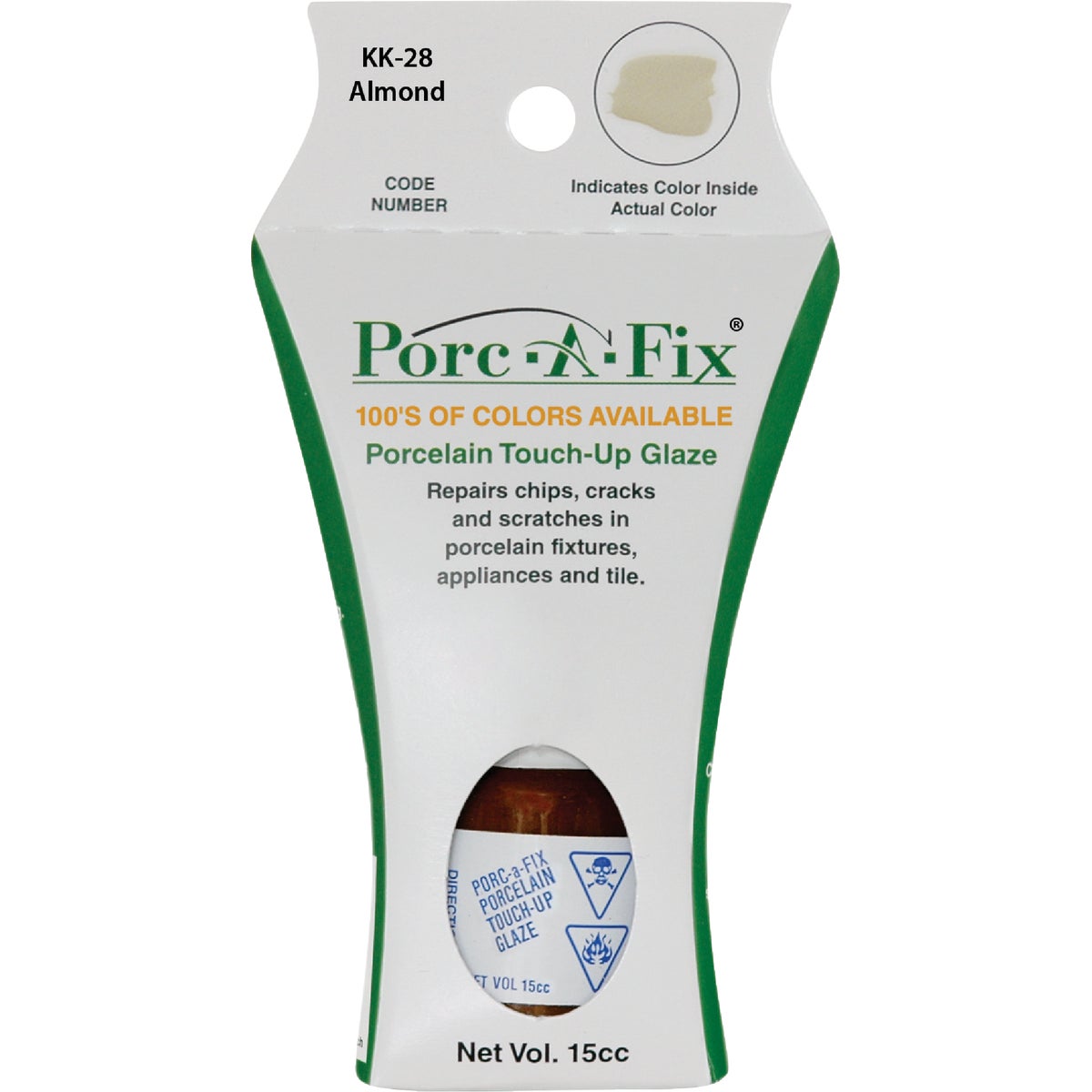 porc-a-fix  KK-28 Almond Touch up Glaze High Gloss Porcelain Repair Paint 1/2 Ounce