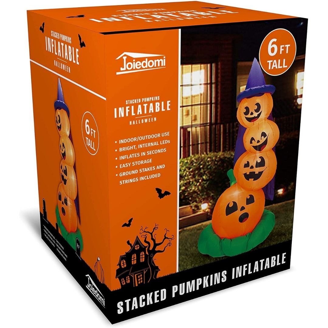 Joiedomi 6-ft Lighted Pumpkin Inflatable in the Outdoor Halloween ...