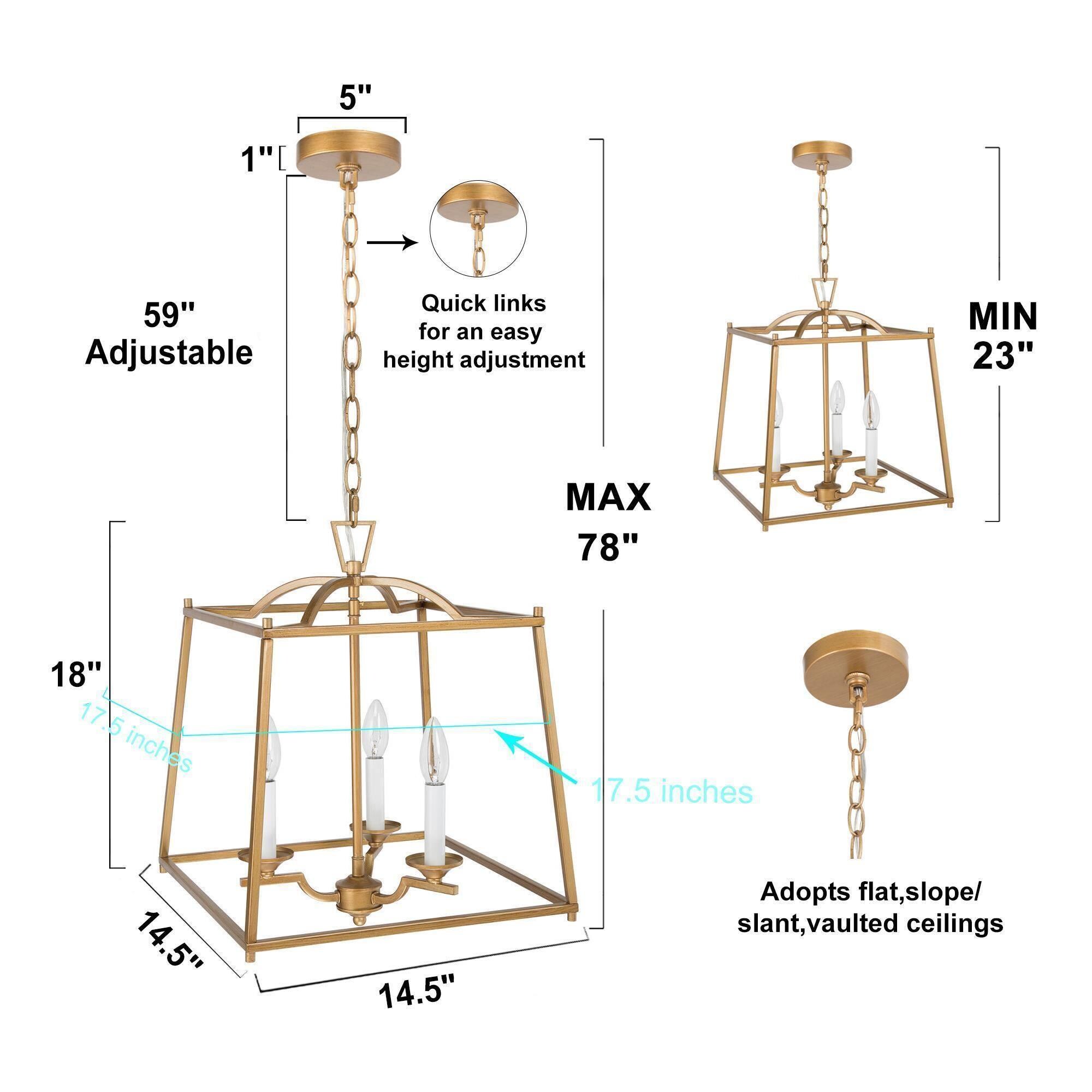 Uolfin 3-Light Antique Modern/Contemporary Led Cage Chandelier in the ...