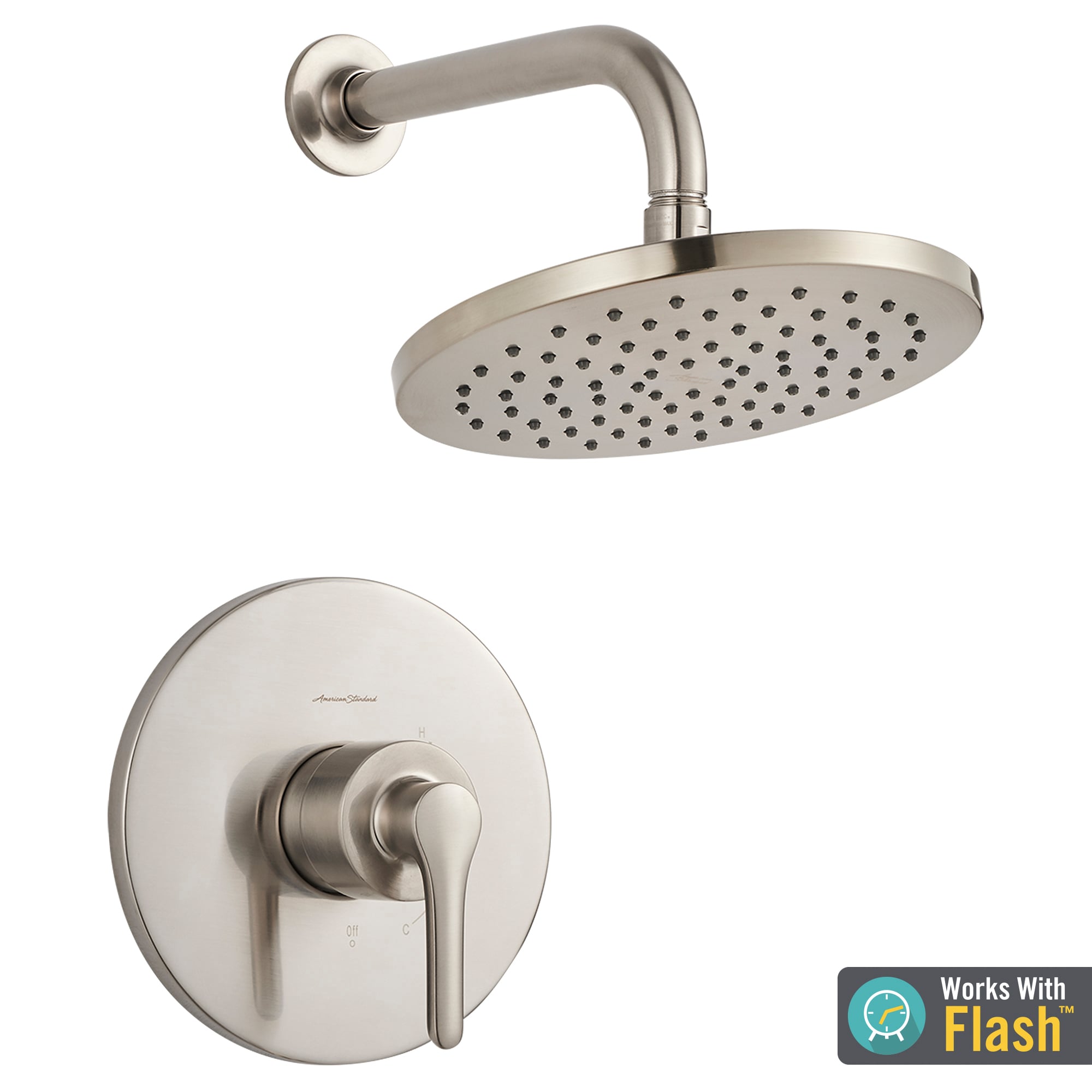 American Standard TU105507.295 Studio S Brushed Nickel 1-handle Single function 8-Inches Round Shower Faucet