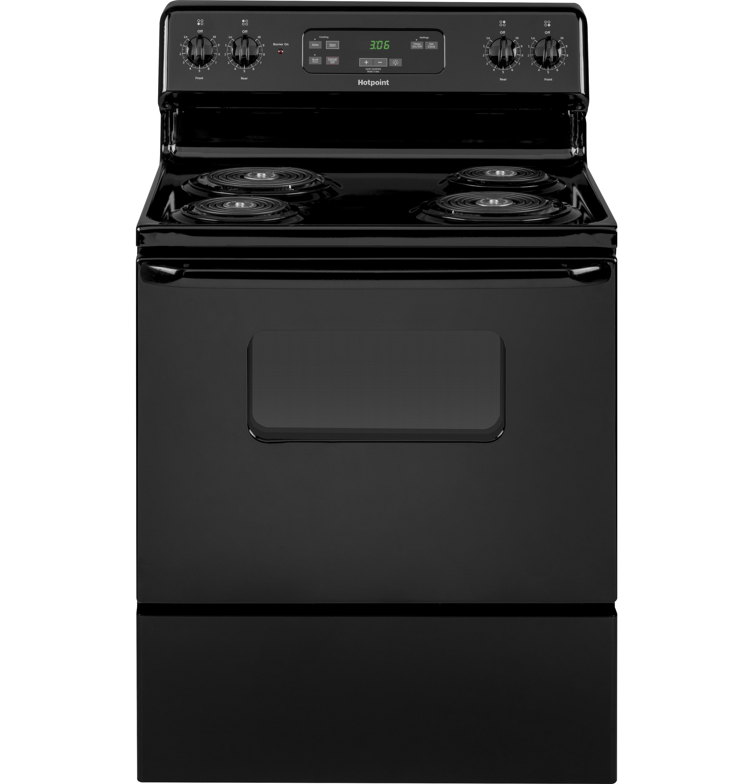 Hotpoint 30-in 4 Elements 5-cu ft Freestanding Electric Range (Black) in  the Single Oven Electric Ranges department at