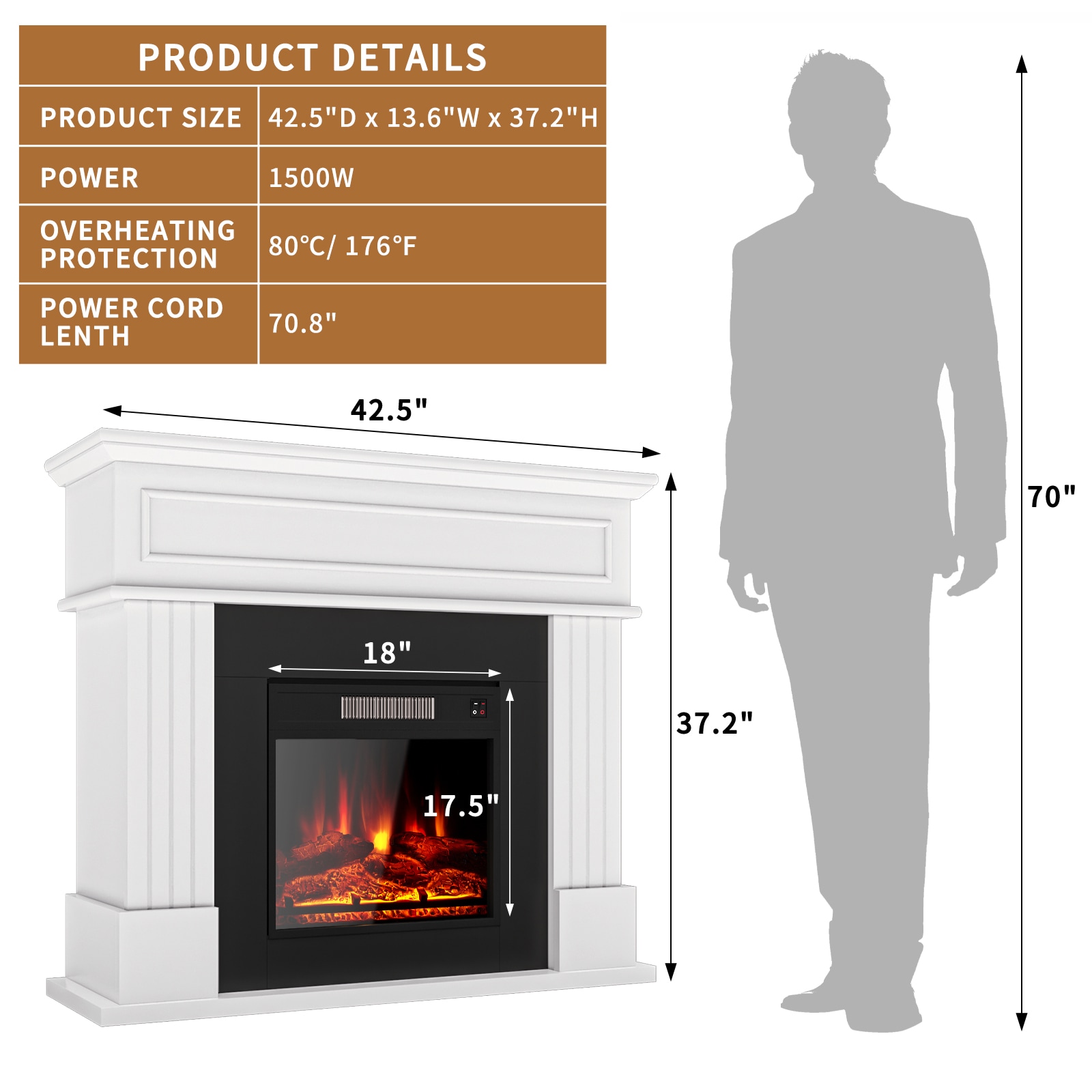 AOXUN H21023GR+H20027 Electric-Fireplaces - View #8