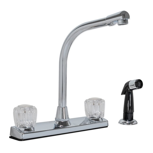 EZ-FLO Chrome 2-Handle Deck-Mount High-Arc Handle Kitchen Faucet (Deck Plate Included) EZ-FLO Chrome 2-Handle Deck-Mount High-Arc Handle Kitchen Faucet (Deck Plate Included)
