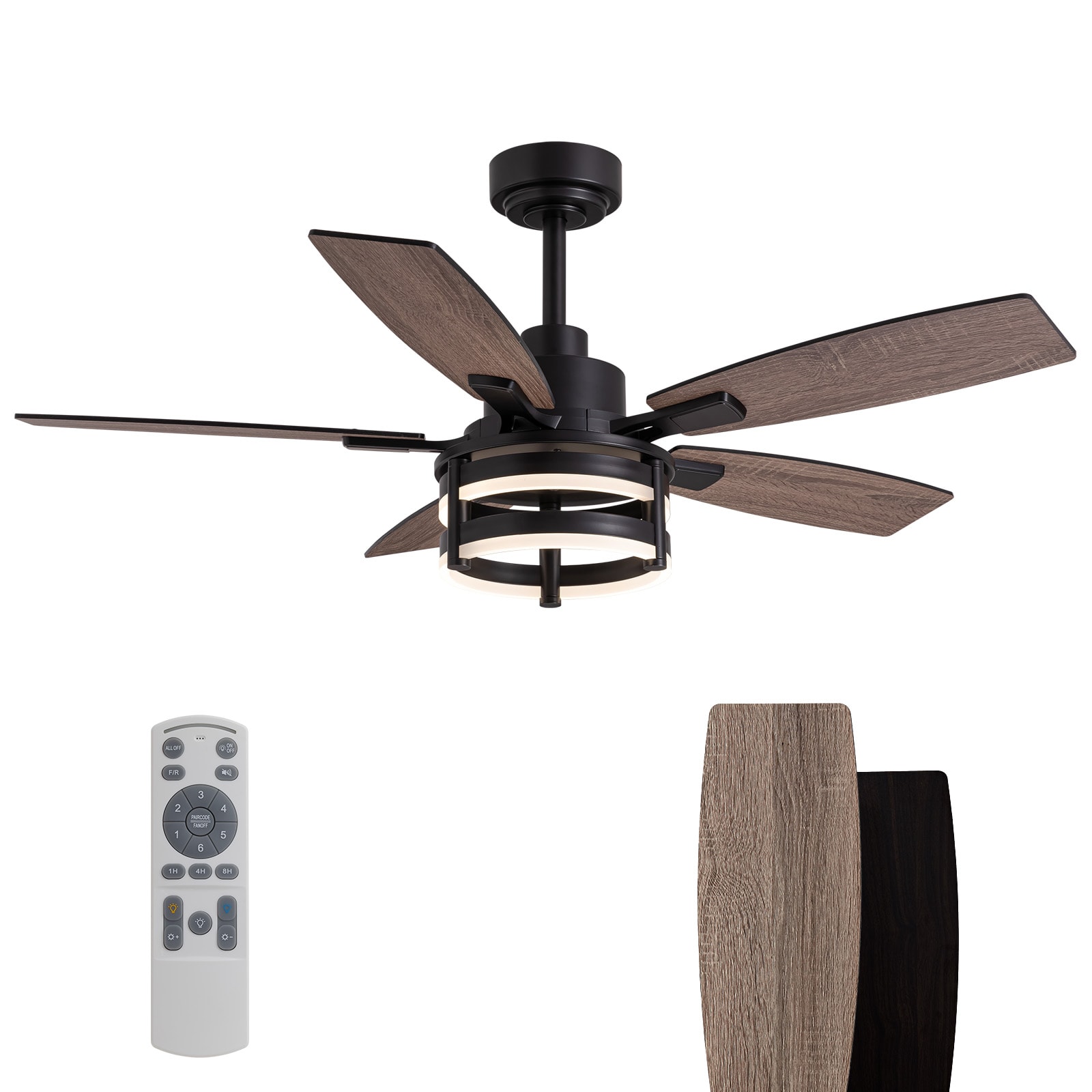 SILJOY FS-8915D-46-01 46-in Farmhouse Ceiling Fan with Light and Remote Control Include Use LED for Indoor and Out door