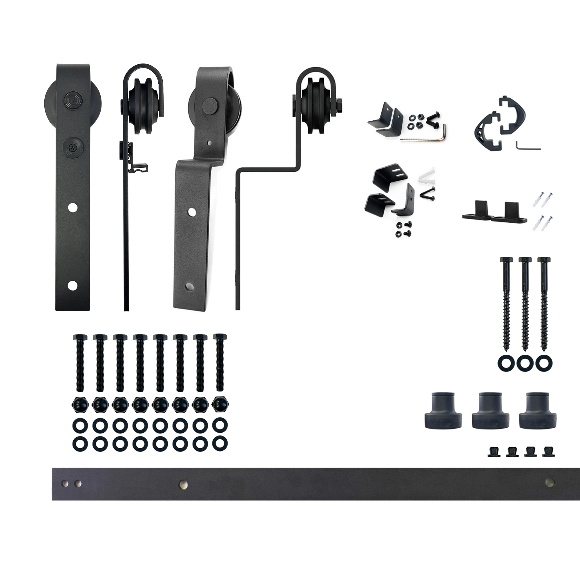 HOMACER YT5TGH048C 48-in Rustic black Black Indoor J-strap Double bypass Barn door hardware kit