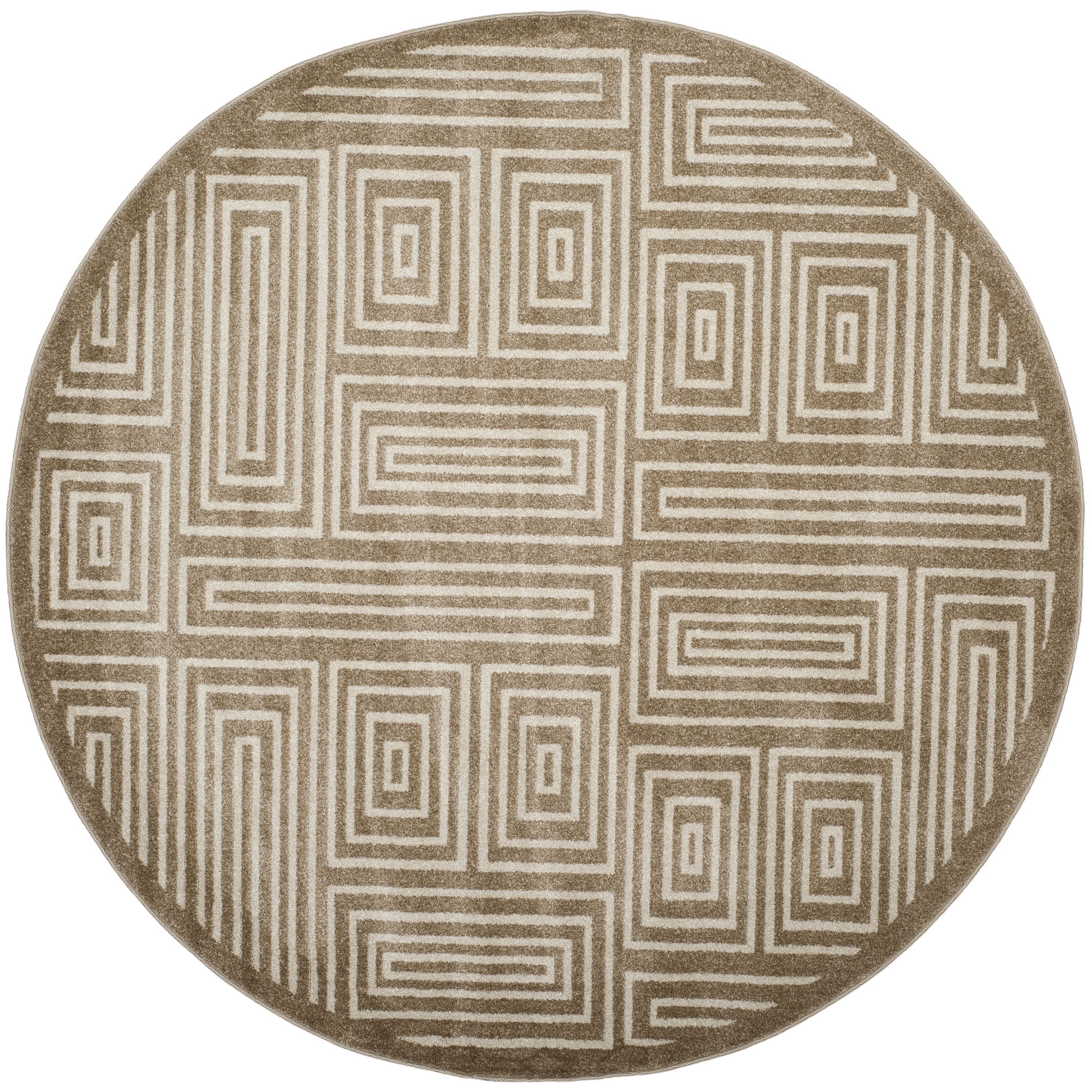 Safavieh AMT430S-7R Amherst Jodi 7 x 7 (ft) Loomed Synthetic Wheat/Beige Round Indoor/Outdoor Geometric Mid-Century Modern Area rug