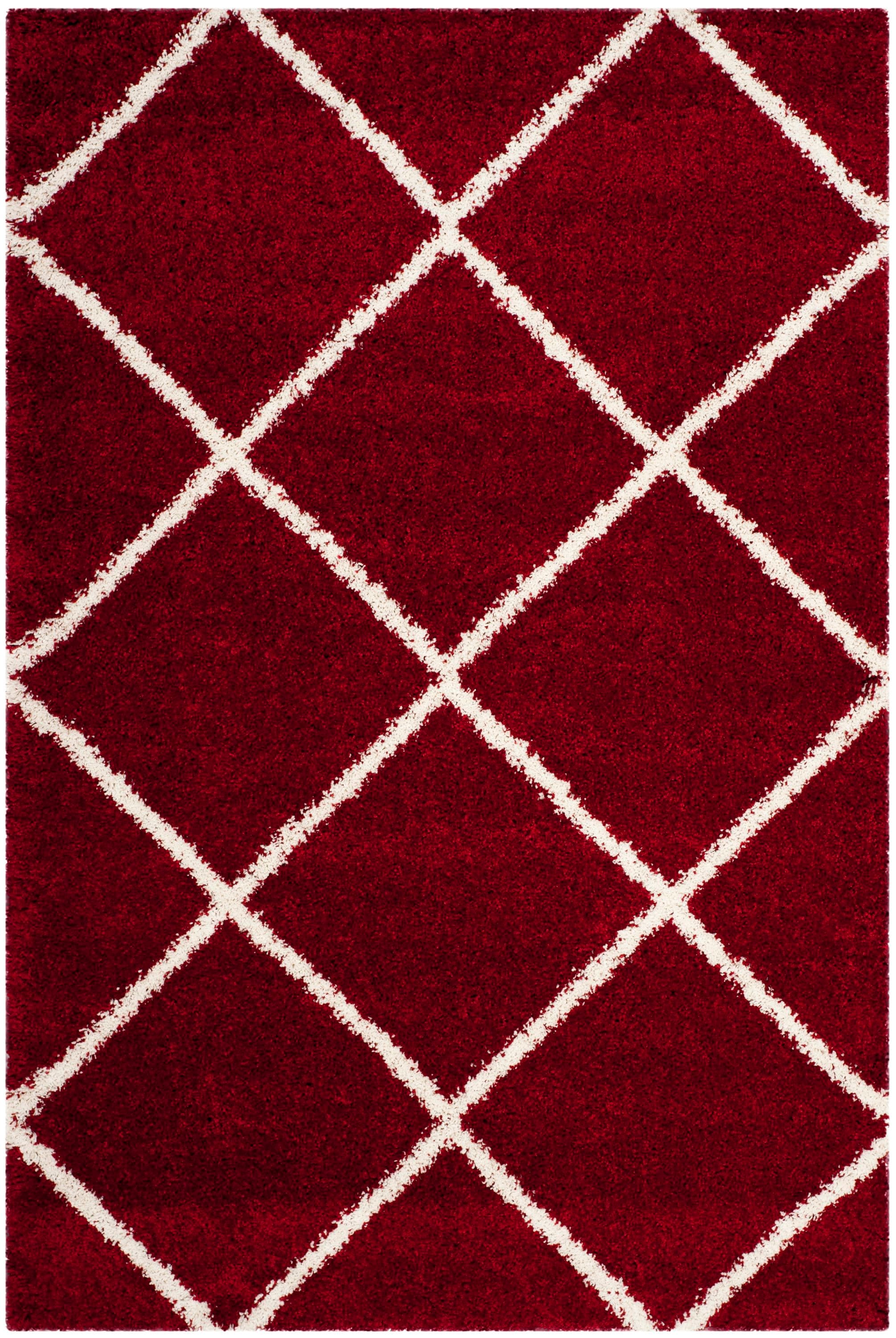 Safavieh SGH281R-6 Hudson Beckham Shag 6 x 9 (ft) Loomed Polypropylene Red/Ivory Rectangular Indoor Trellis Area rug