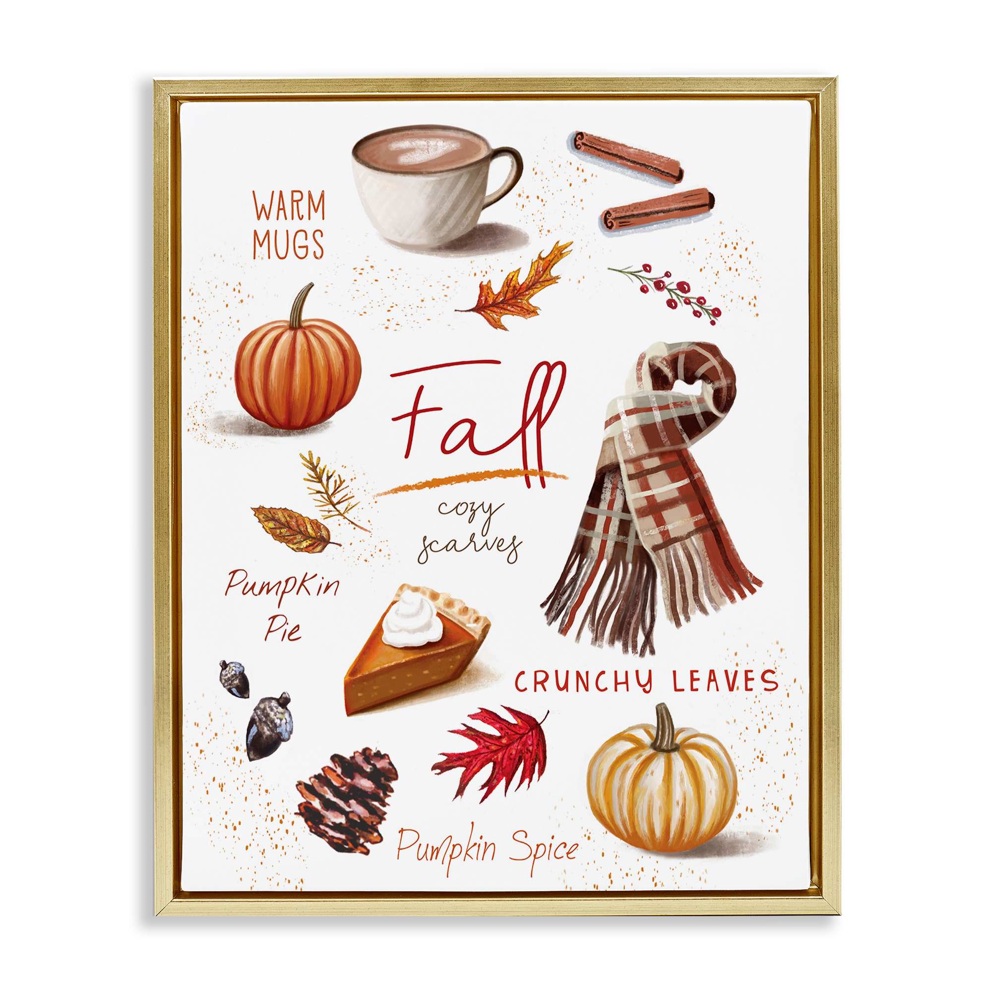 Stupell Industries BT-570-FFG-24X30 Favorite Autumn Things Gold Framed Floater Canvas Wall Art By Elizabeth Tyndall 25 x 31