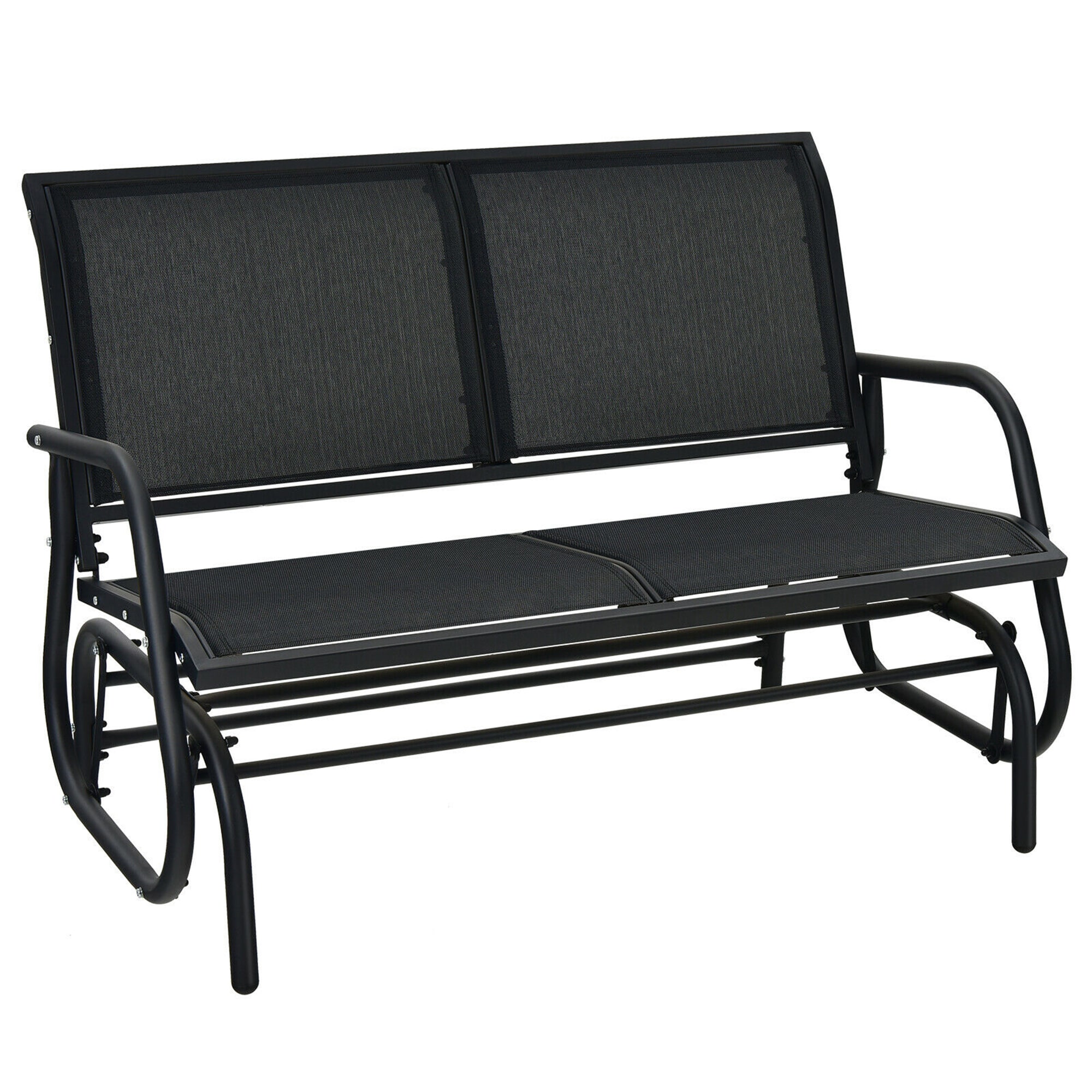 Costway OP70489DK 48.5-Inches W x 34-Inches H Black Steel Garden Bench