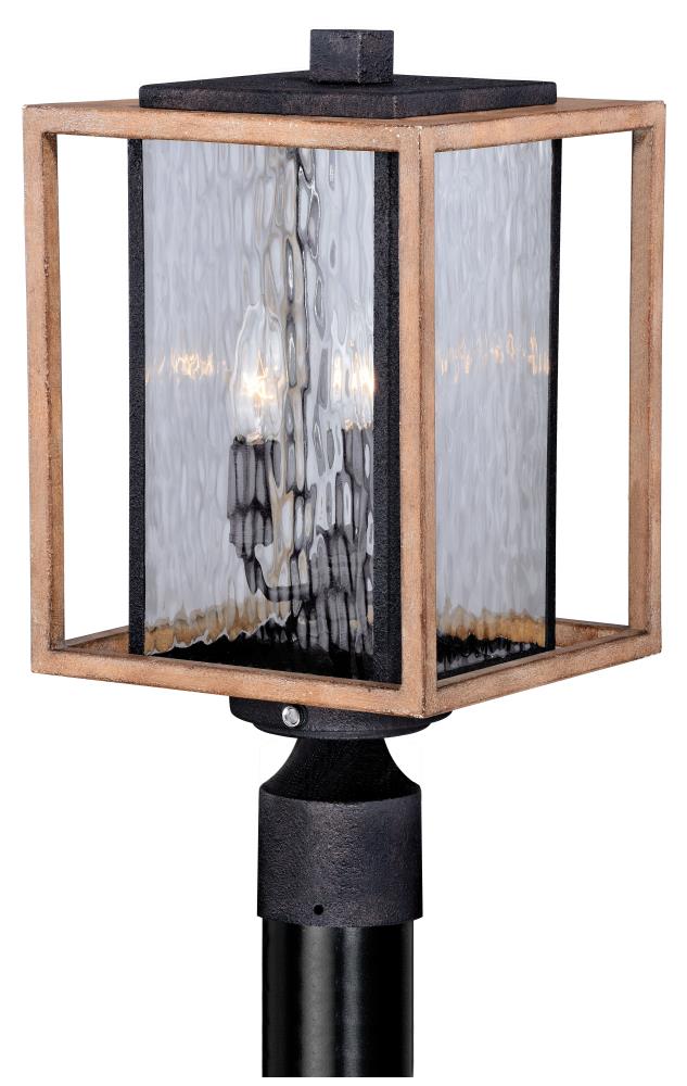 Cascadia T0240 Modoc 16.75-in Textured Dark Bronze and Distressed Oak Craftsman Outdoor Post Light with Dusk-to-Dawn Photocell Sensor