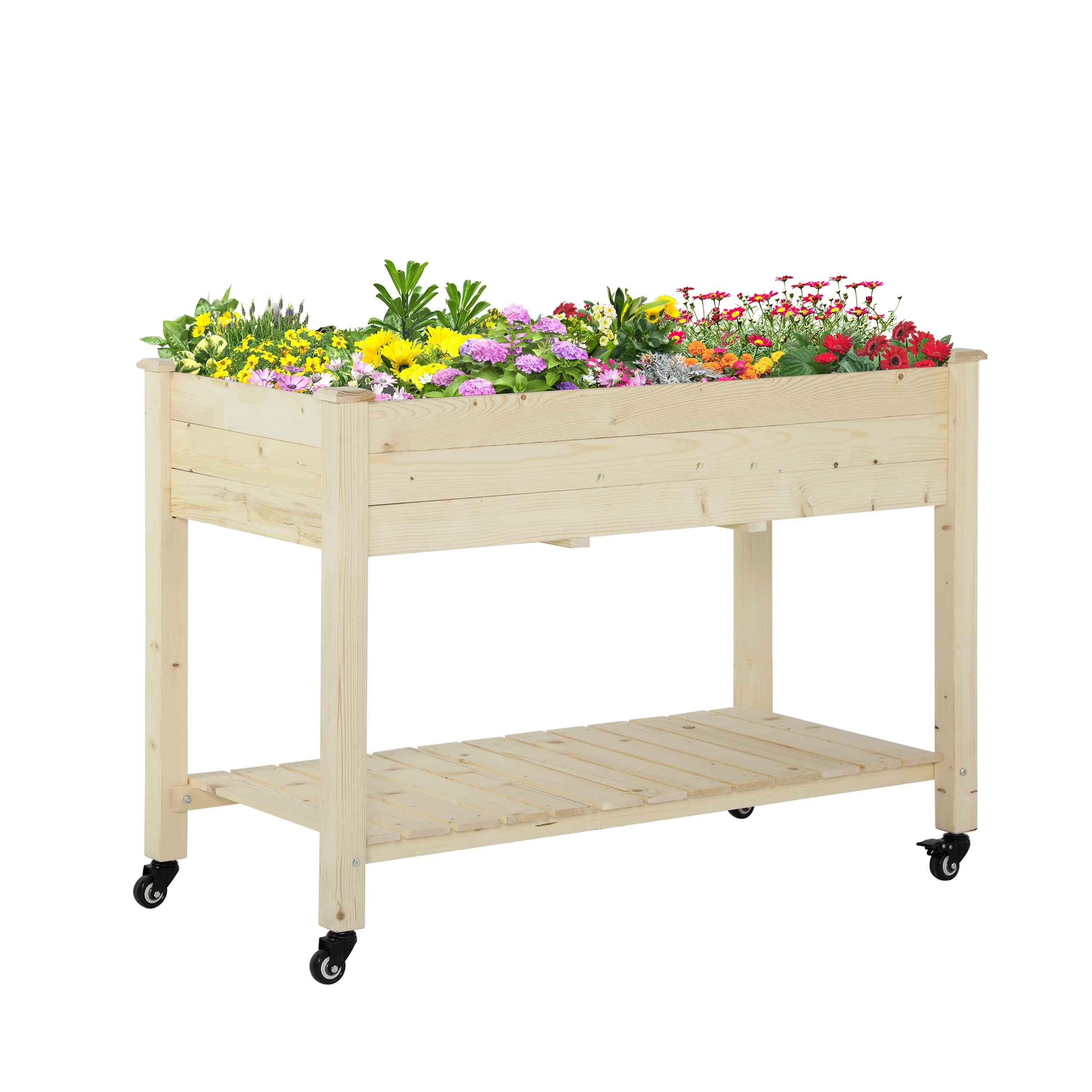 AHIOU HOME ZAAHG-P200902GB 21.75-in W x 46.5-in L x 32.75-in H Natural Wood Raised Planter Box