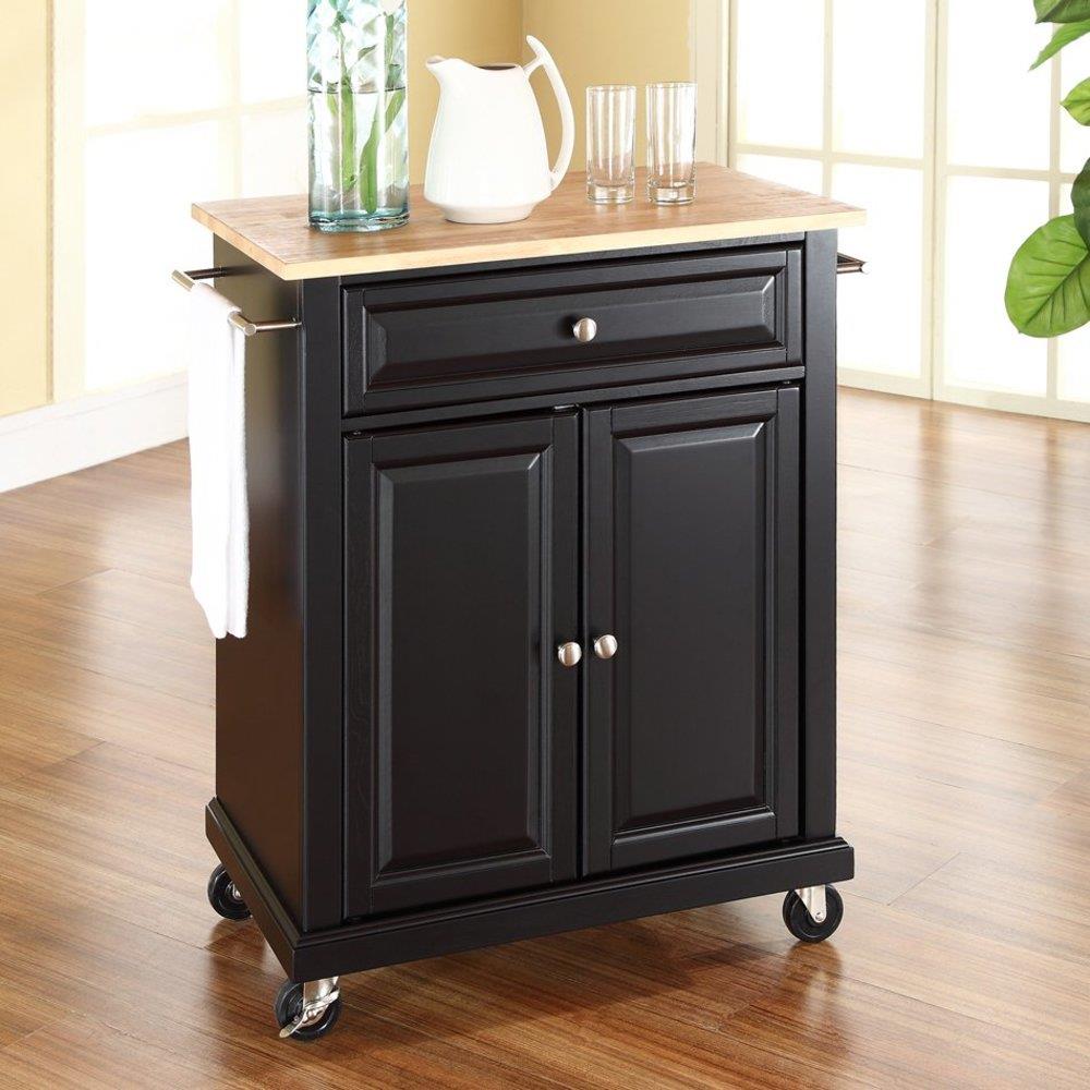 Crosley Furniture Black Composite Base With Wood Top Kitchen Cart 18   10498247 