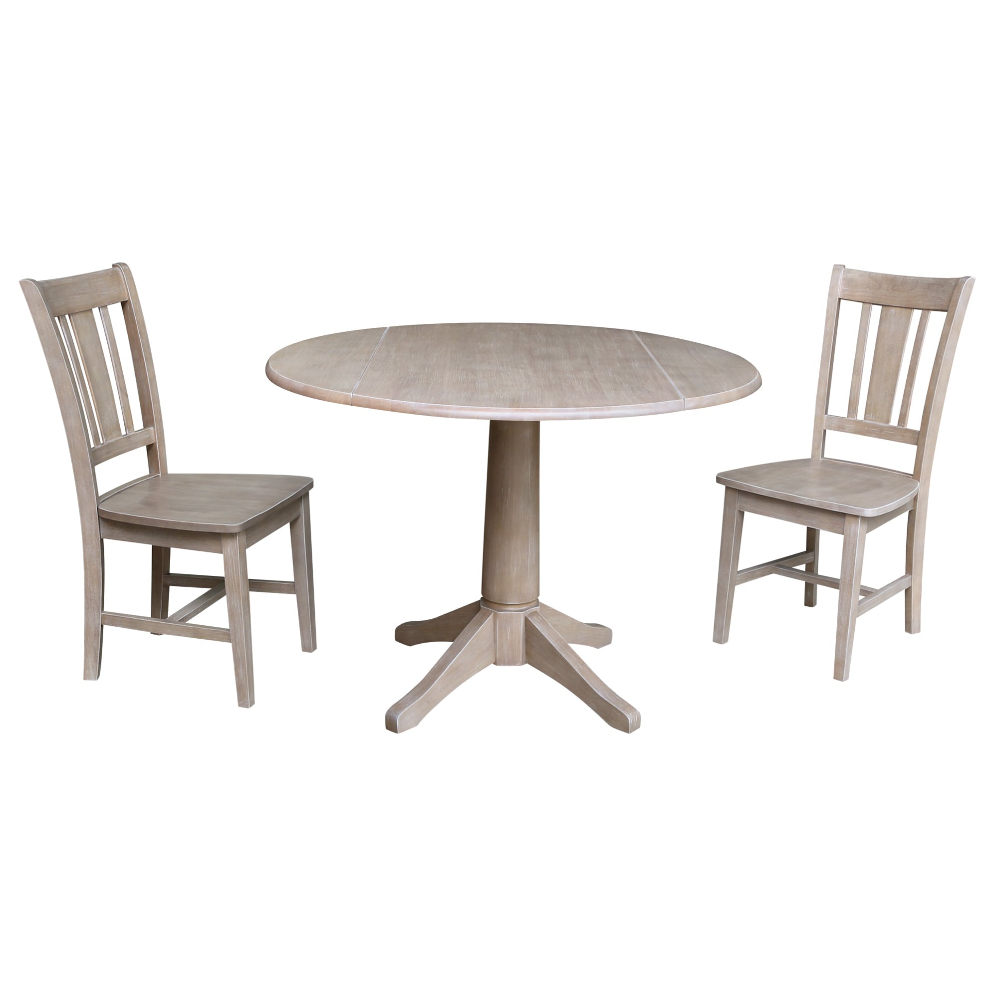 International Concepts K09-42DPT-27B-C10-2 Washed gray taupe Casual Dining Room Set with Round Table ( Seats 4 )