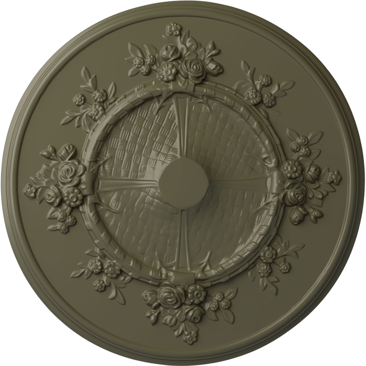 Ekena Millwork CM27FLPTF Flower 27-in W x 27-in L Painted Turtle Polyurethane Whole Ceiling Medallion