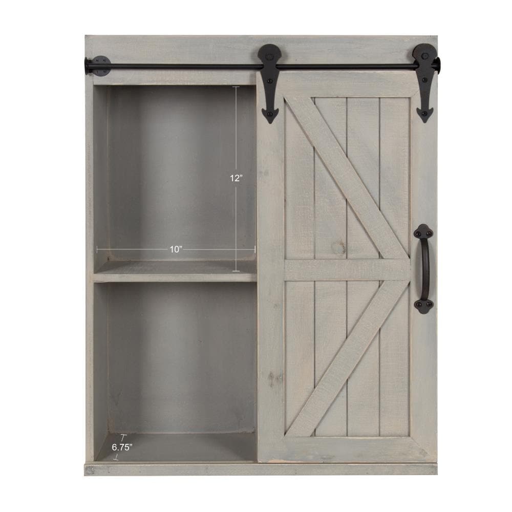 Kate and Laurel 22-in L x 8-in D x 28-in H Gray Wood Rectangular Wall ...