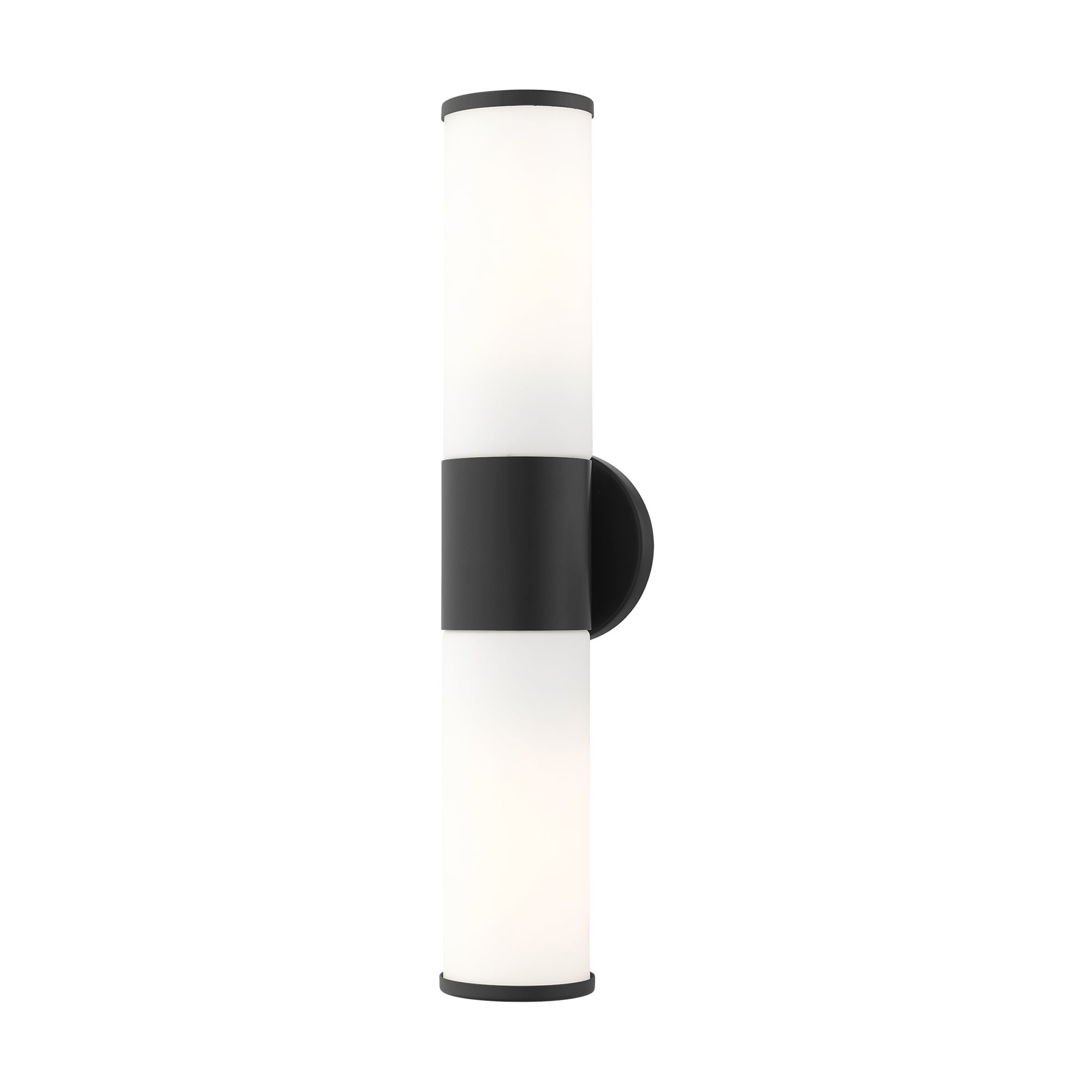 Sleek Urban Black Bronze 2-Light Outdoor Vanity with Satin Opal White Glass