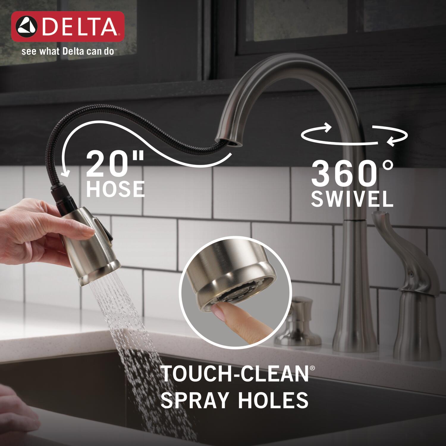 Delta Kate Stainless Single Handle Pull-down Kitchen Faucet with ...