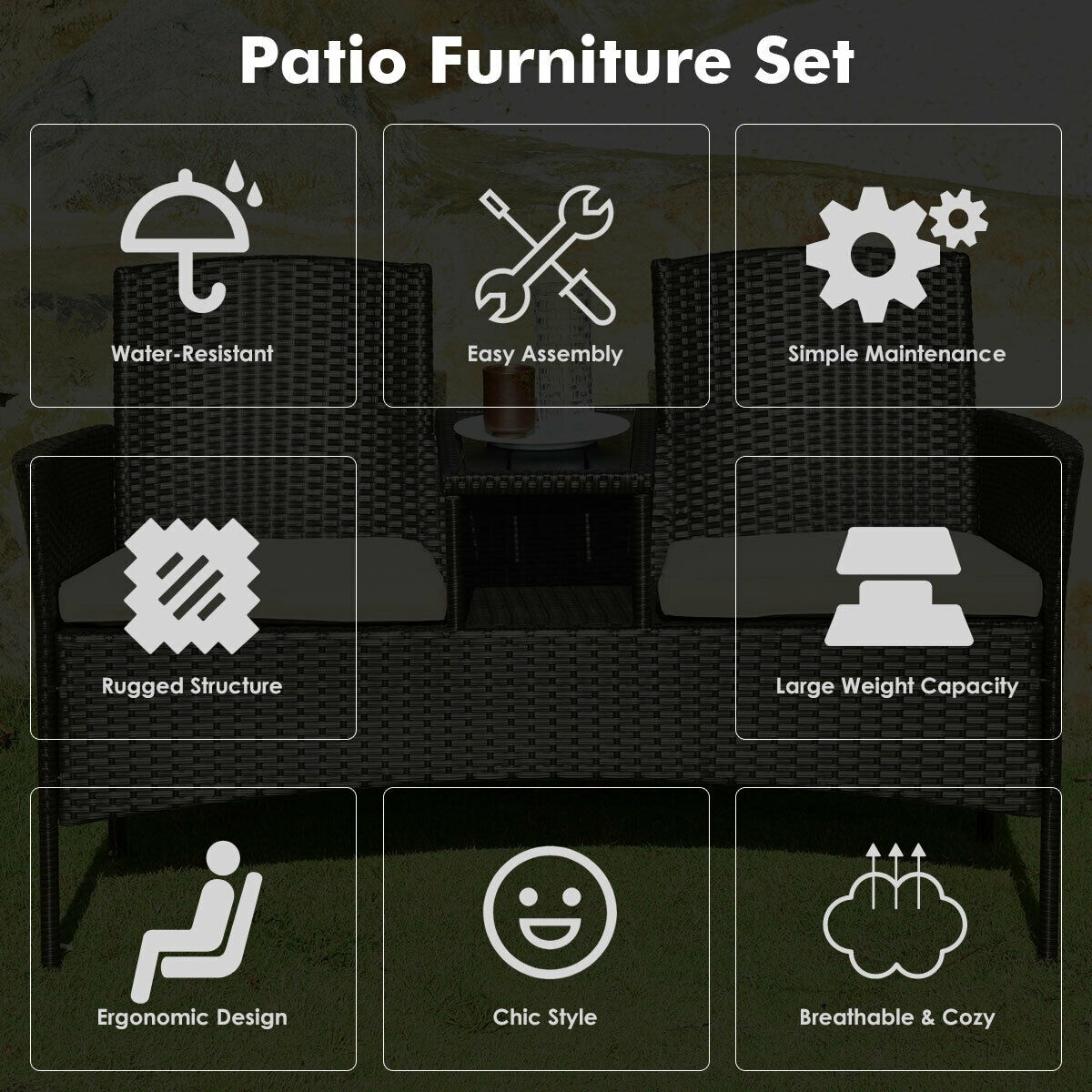 Clihome CWCH-HW63233 Patio-Conversation-Sets - View #9