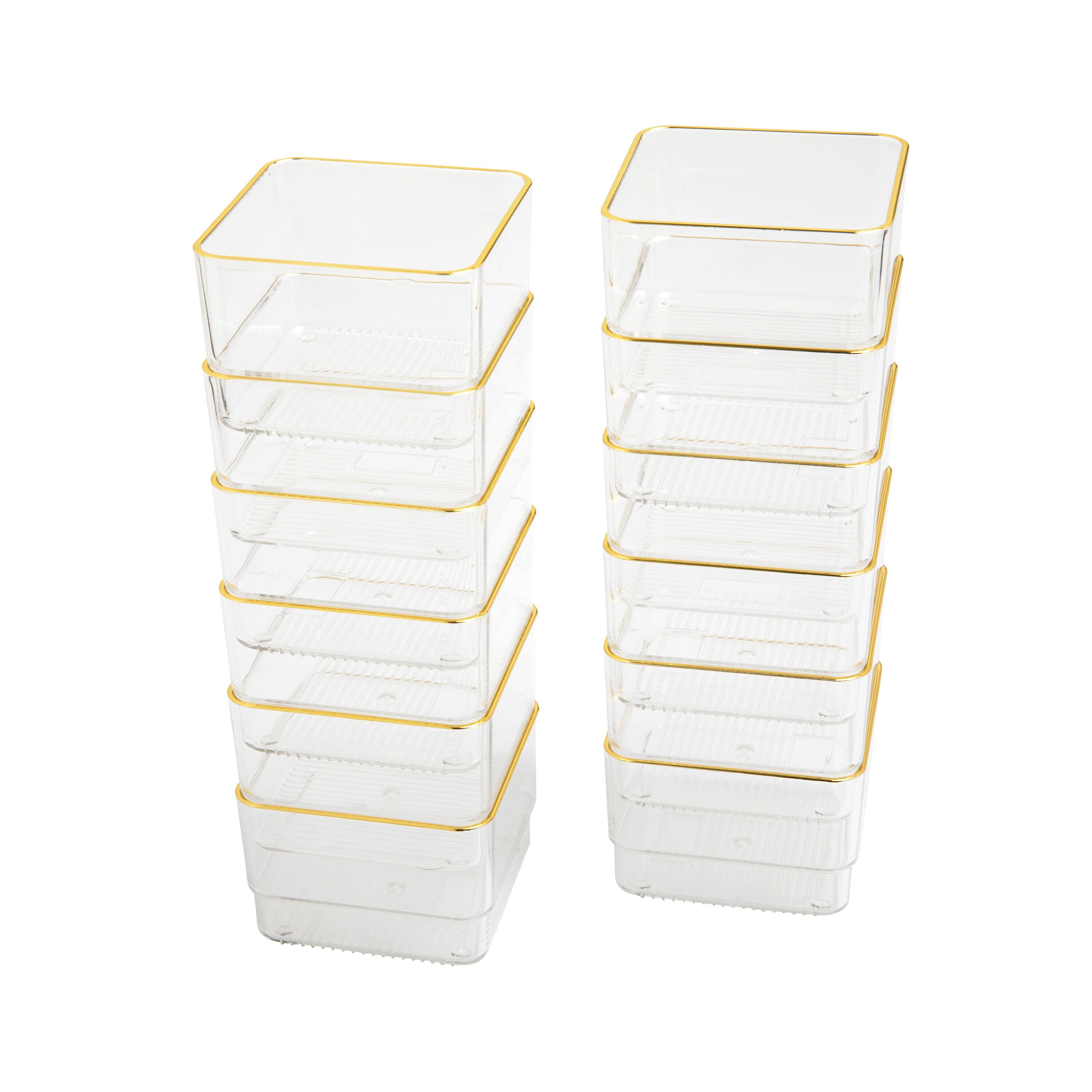 Martha Stewart 196861046803 Plastic 12 Compartment Desktop Drawer Organizer, Pack of 12, Gold