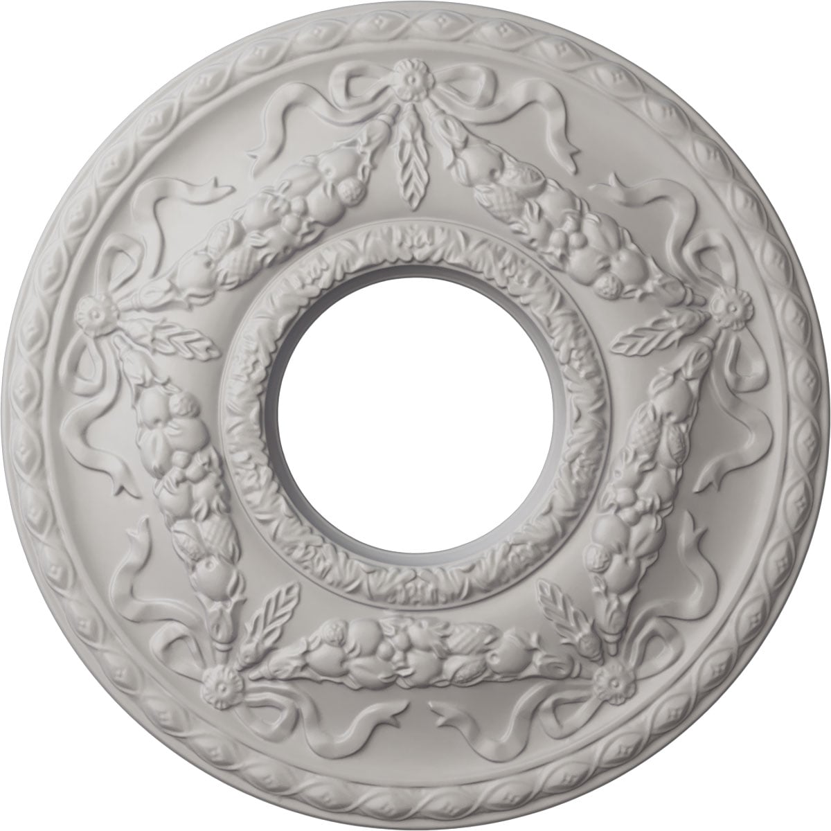 Ekena Millwork CM26HUUWF Hurley 22.125-in W x 22.125-in L Painted Ultra Pure White Polyurethane Whole Ceiling Medallion