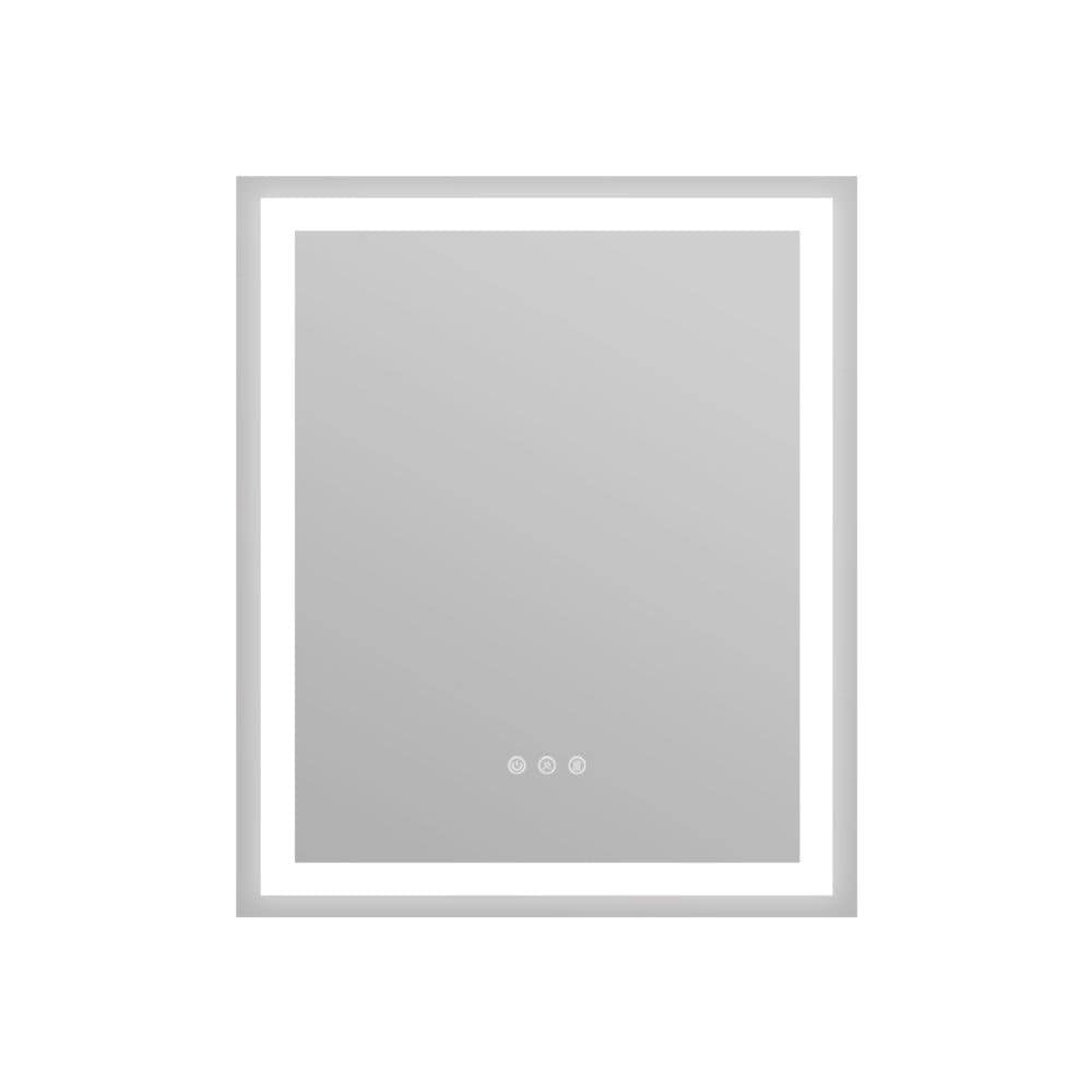HomLux LMRECTFL3036 Rectangular Frameless AntiFog LED Bathroom Vanity Mirror 30 in. W x 36 in. H 3 Color Temperatures Sliver