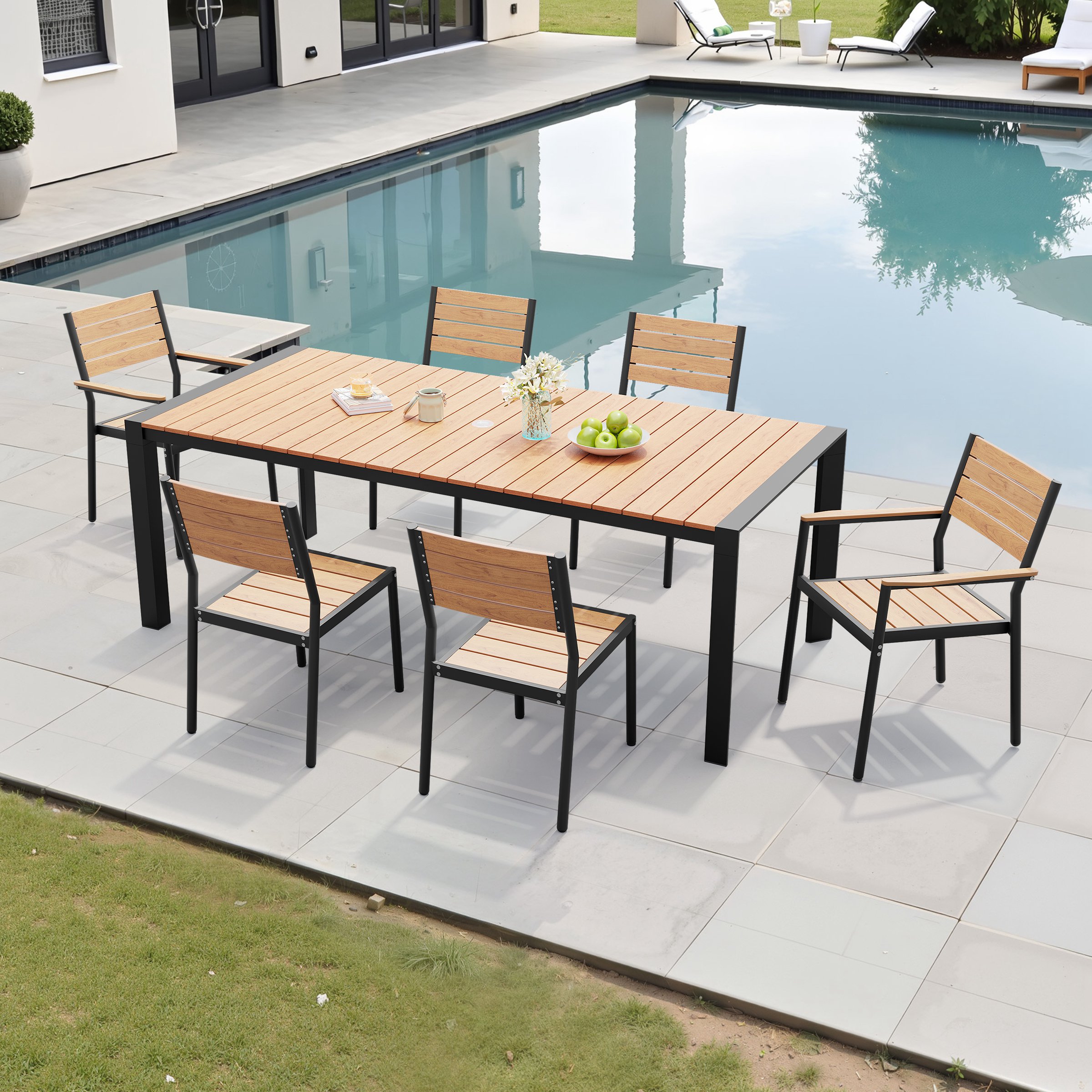Crestlive Products Outdoor 7 -Piece 82.68"-6 seat Patio Dining Set ...