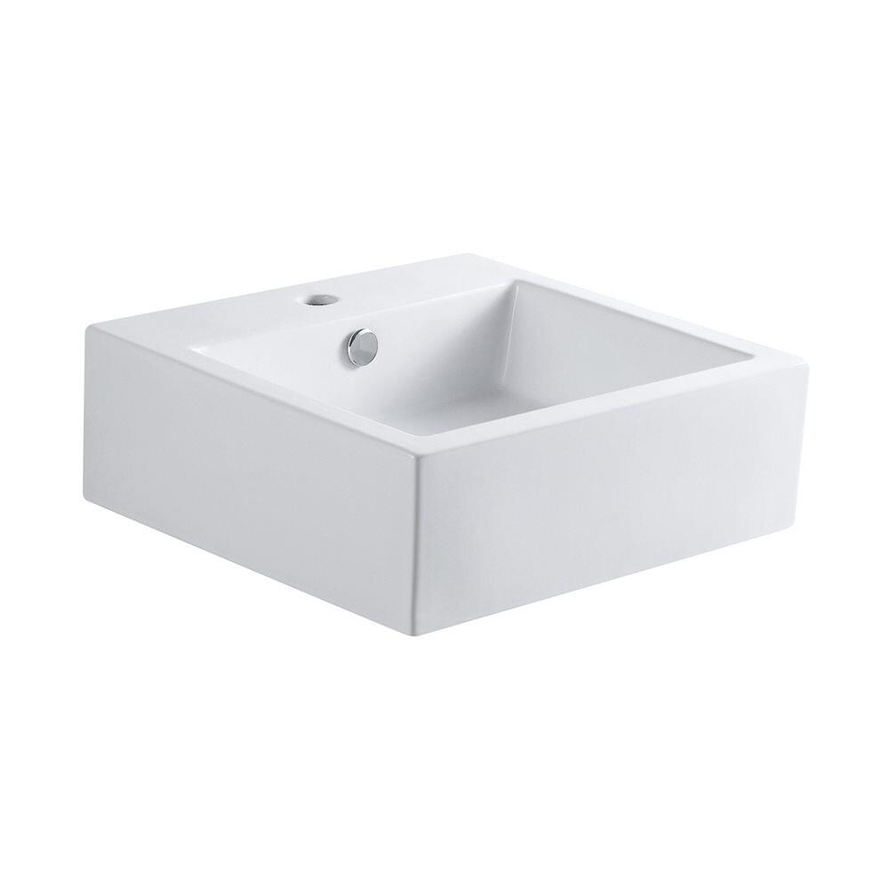 Elements of Design Sierra White Vessel Square Bathroom Sink with ...