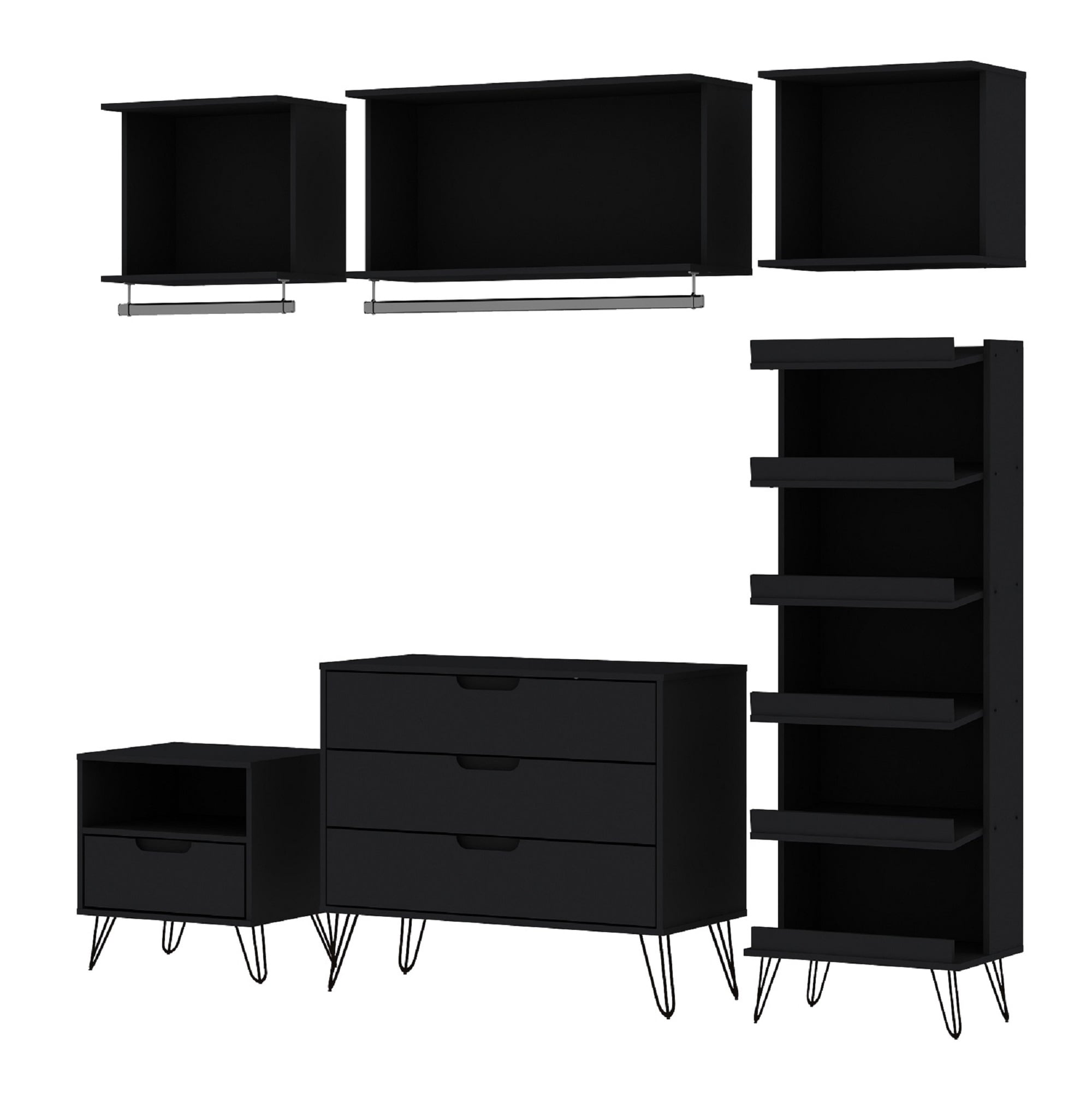 Manhattan Comfort 144GMC2 Rockefeller Black Armoire