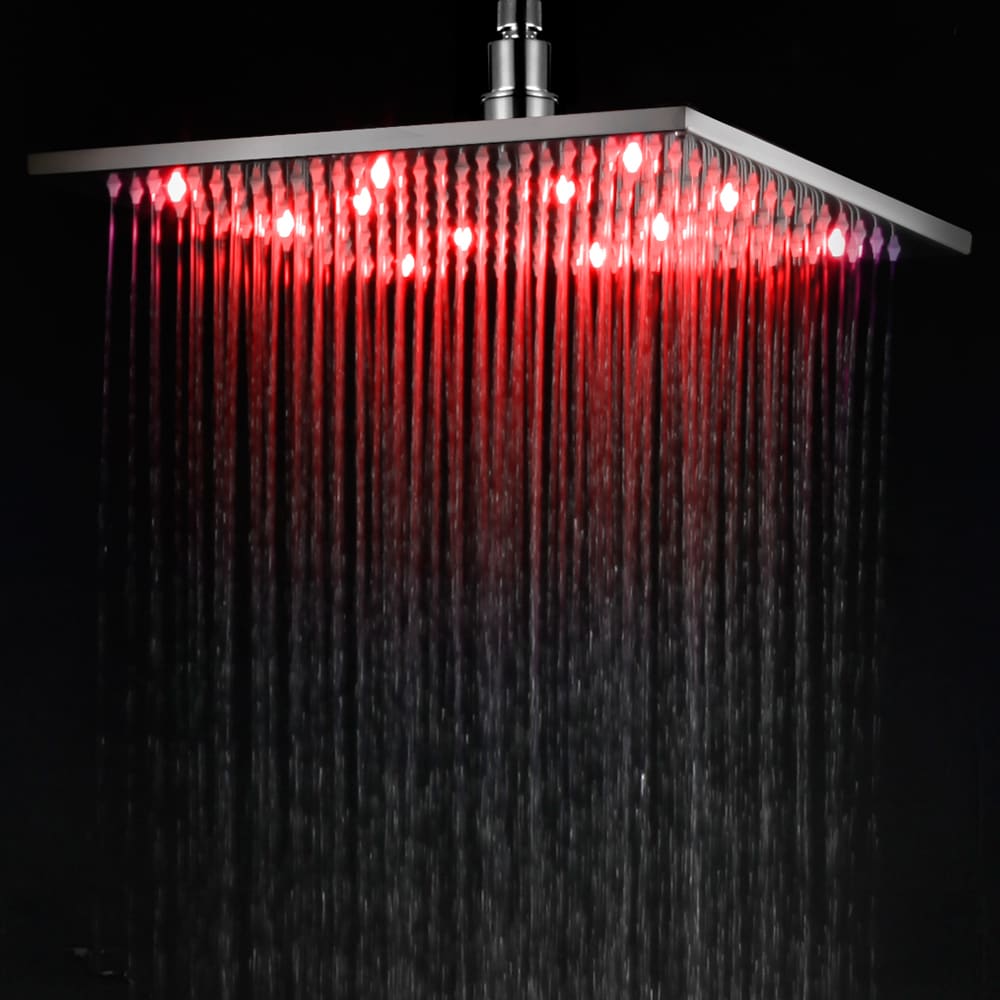 ALFI LED12S-BN 1.0 -Spray Brushed Nickel 11.75-in Square LED Lighted Fixed Rain Shower Head 1.8 GPM
