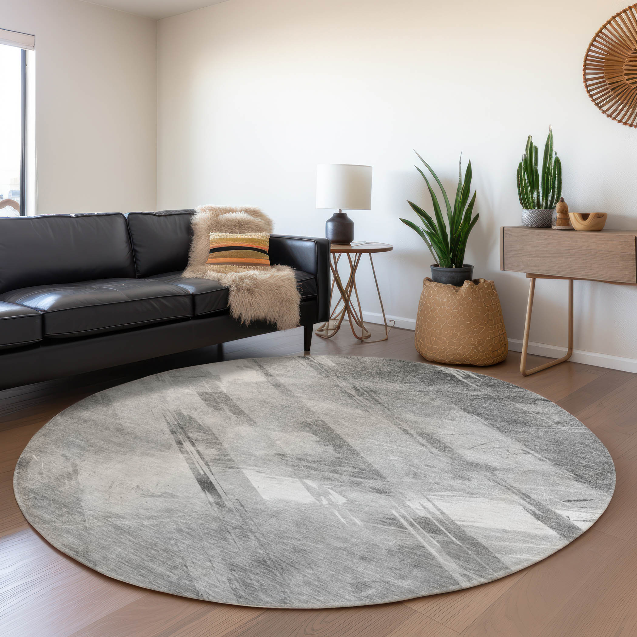 Addison Rugs ACN1537GY8RO Chantille ACN1537GY 8 x 8 (ft) Polyester Gray Round Indoor/Outdoor Geometric Machine washable Area rug