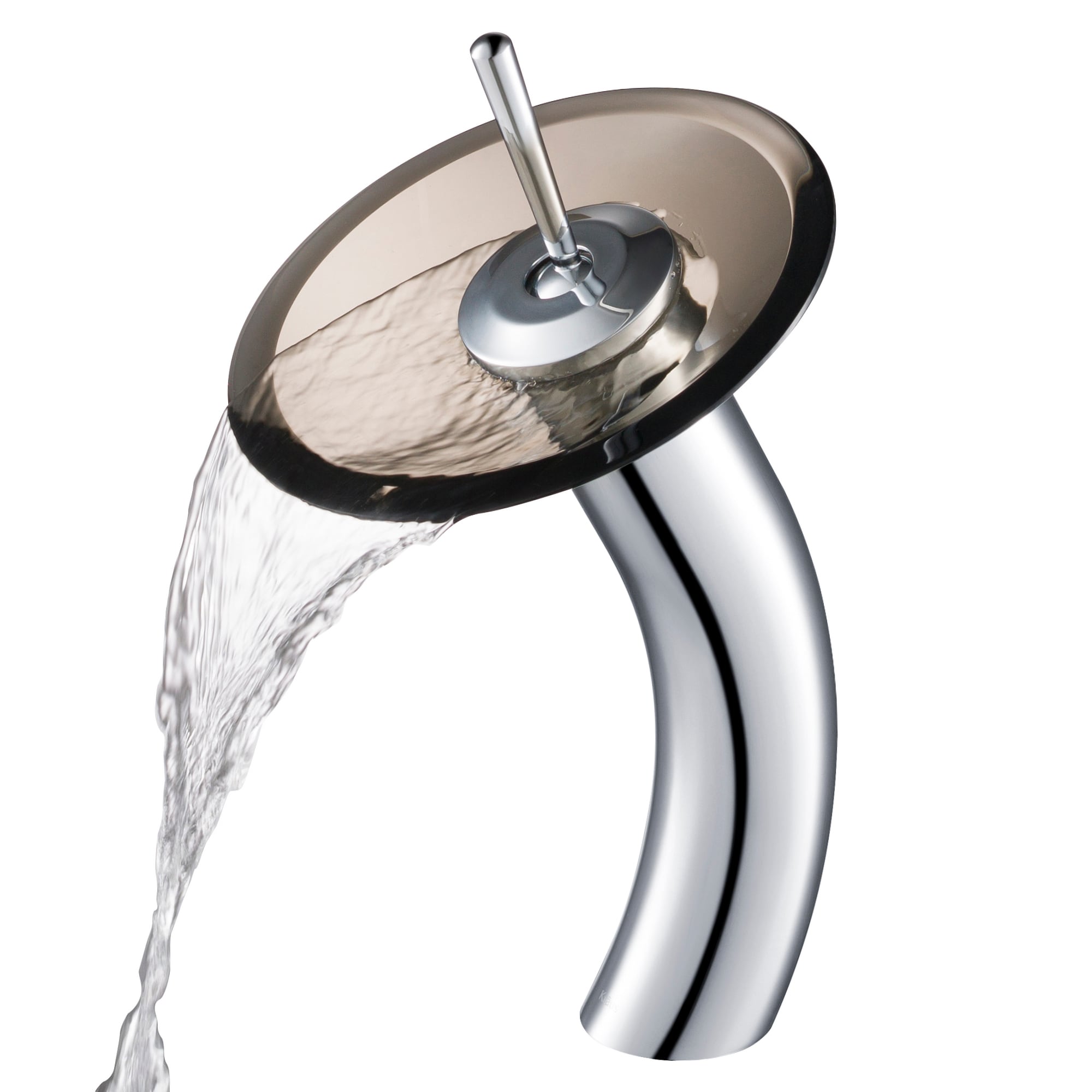 Chrome and Brown Glass Modern Vessel Bathroom Faucet