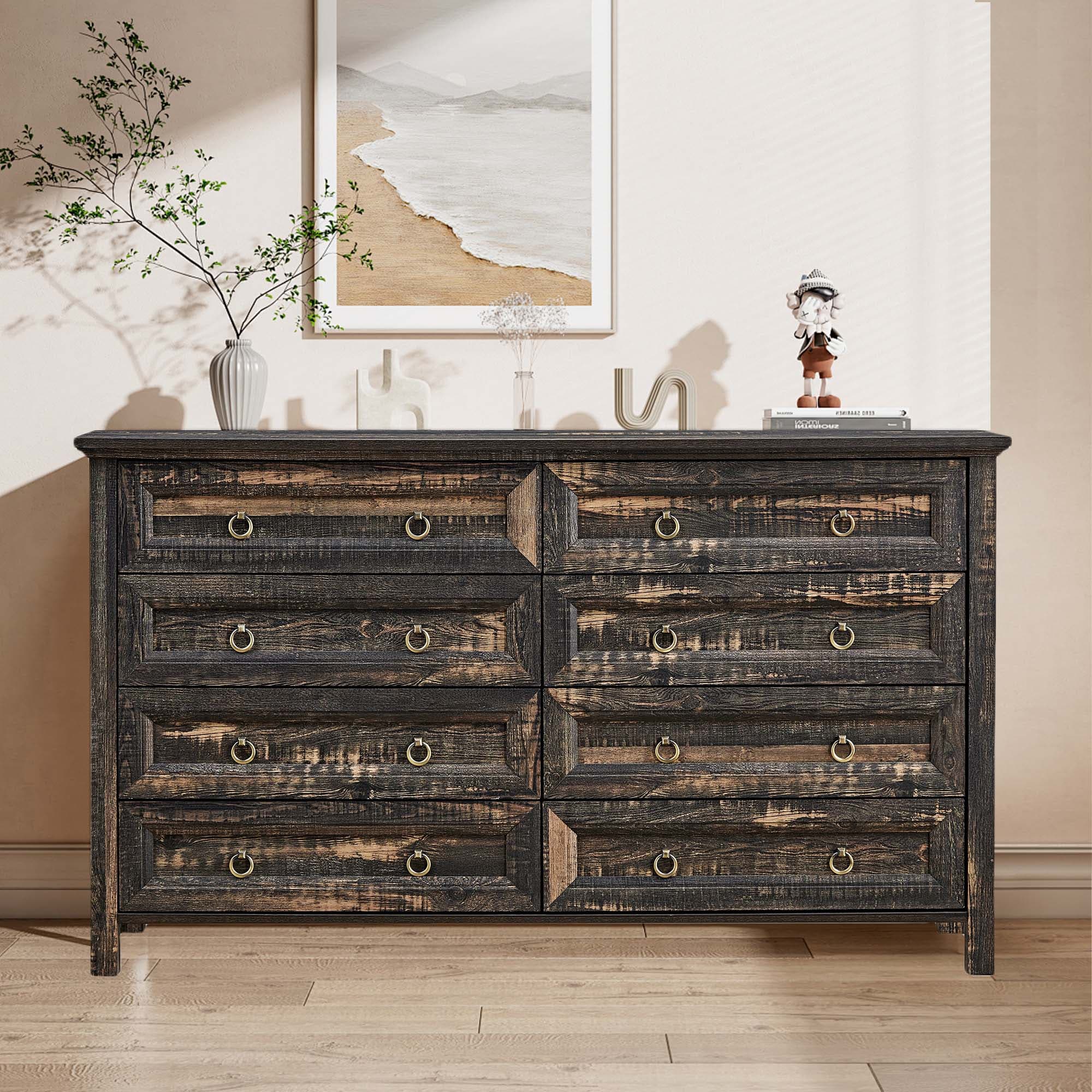 Fun Orange FUN24DR01 Bedroom Dresser Dark Oak 8 -Drawer Standard dresser