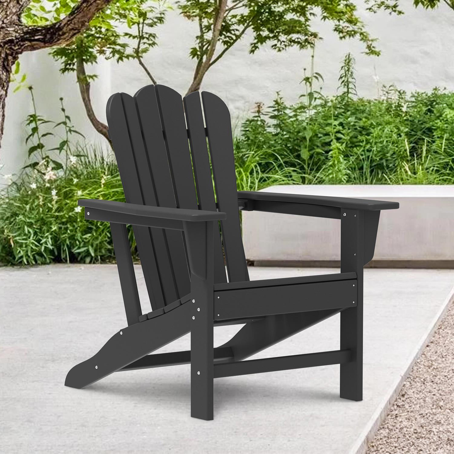 Bayfeve Patio Chairs Black Hdpe Frame Stationary Adirondack Chair