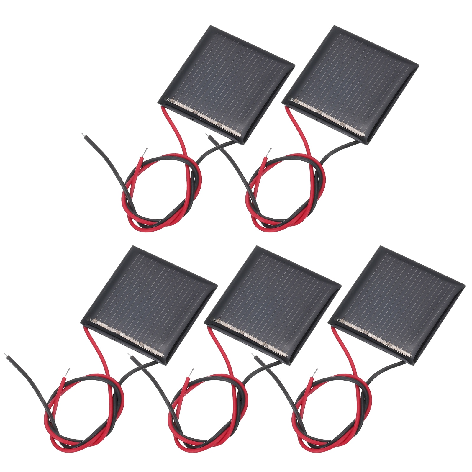 Unique Bargains 5pcs 1.5V 0.09W 60mA Mini Solar Panels Small Polycrystalline Solar Cell Panel with 2 Cable for DIY Electric Toy Materials Kits Charger 30mm x 30mm