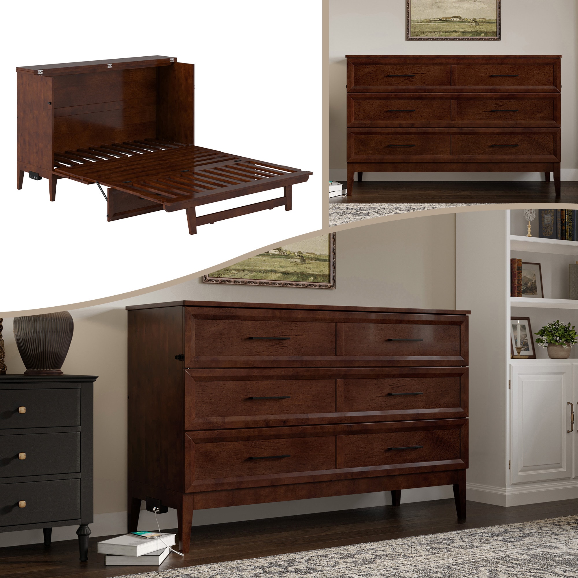 AFI AC774104 Sienna No Mattress Walnut Queen Wood Murphy Bed