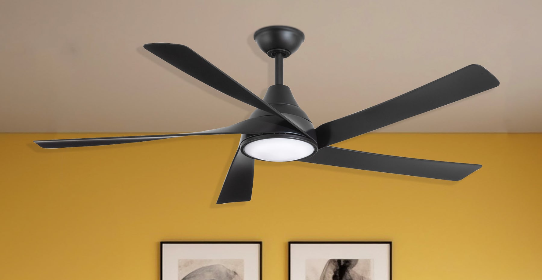 Minka Aire Transonic 56-in Black Integrated LED Indoor Ceiling Fan with ...