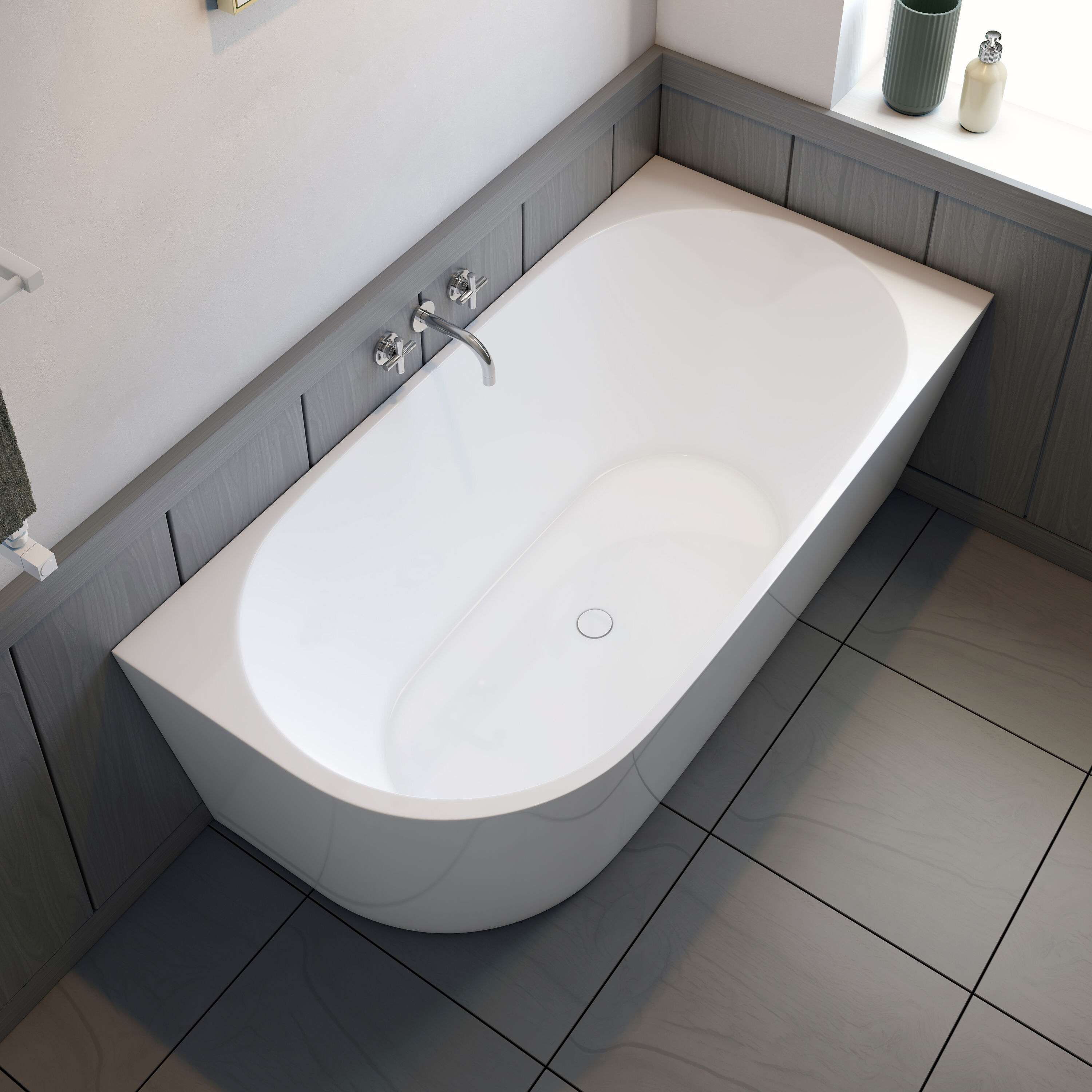 59'' White Acrylic Corner Soaking Bathtub