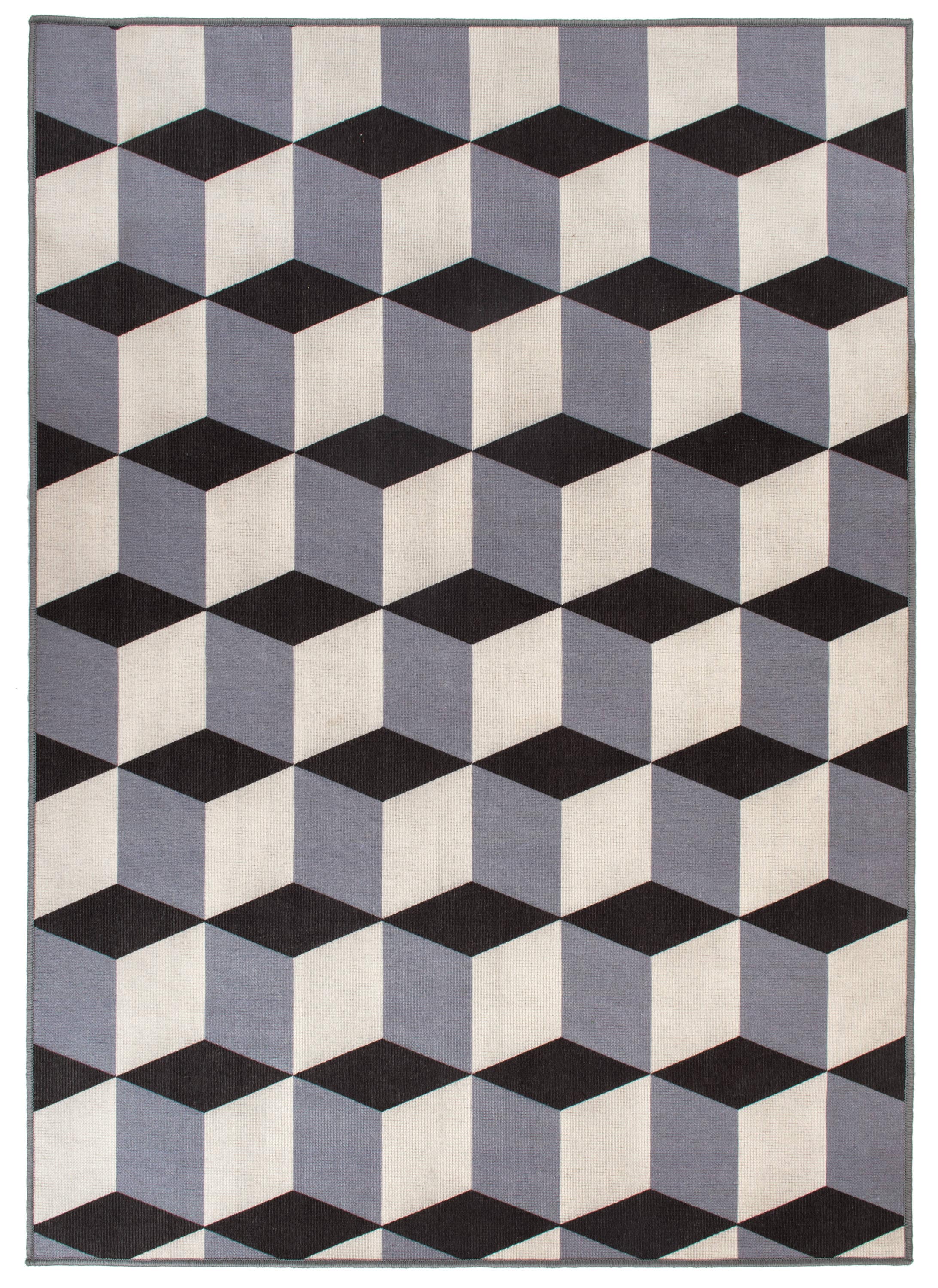 World Rug Gallery 9016GRAY5X7 Ravenna 5 x 7 (ft) Loomed Nylon Gray Rectangular Indoor/Outdoor Geometric Global Area rug