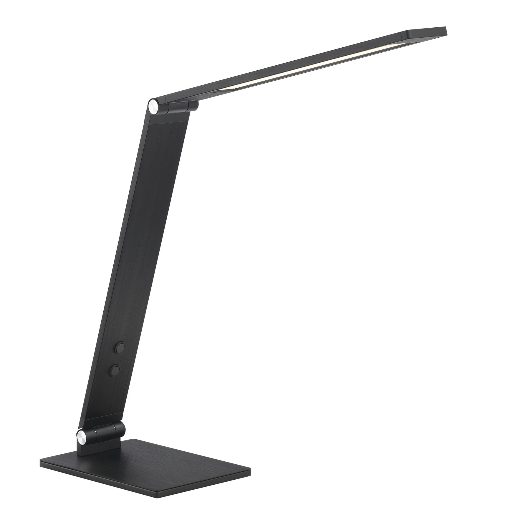 George Kovacs P083-66F-L Kovacs Task Portables 13.56-in Adjustable Anodized Brush Black Touch Standard Desk Lamp with Metal Shade