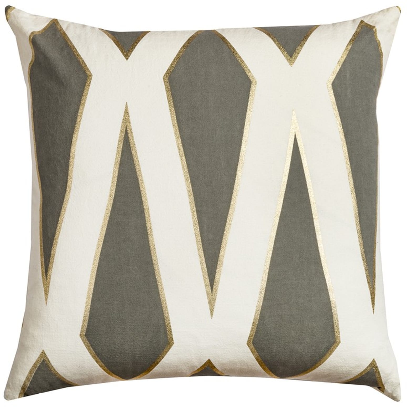 HomeRoots 4000403207 20-in x 20-in Gray and Ivory Square Indoor Decorative Pillow