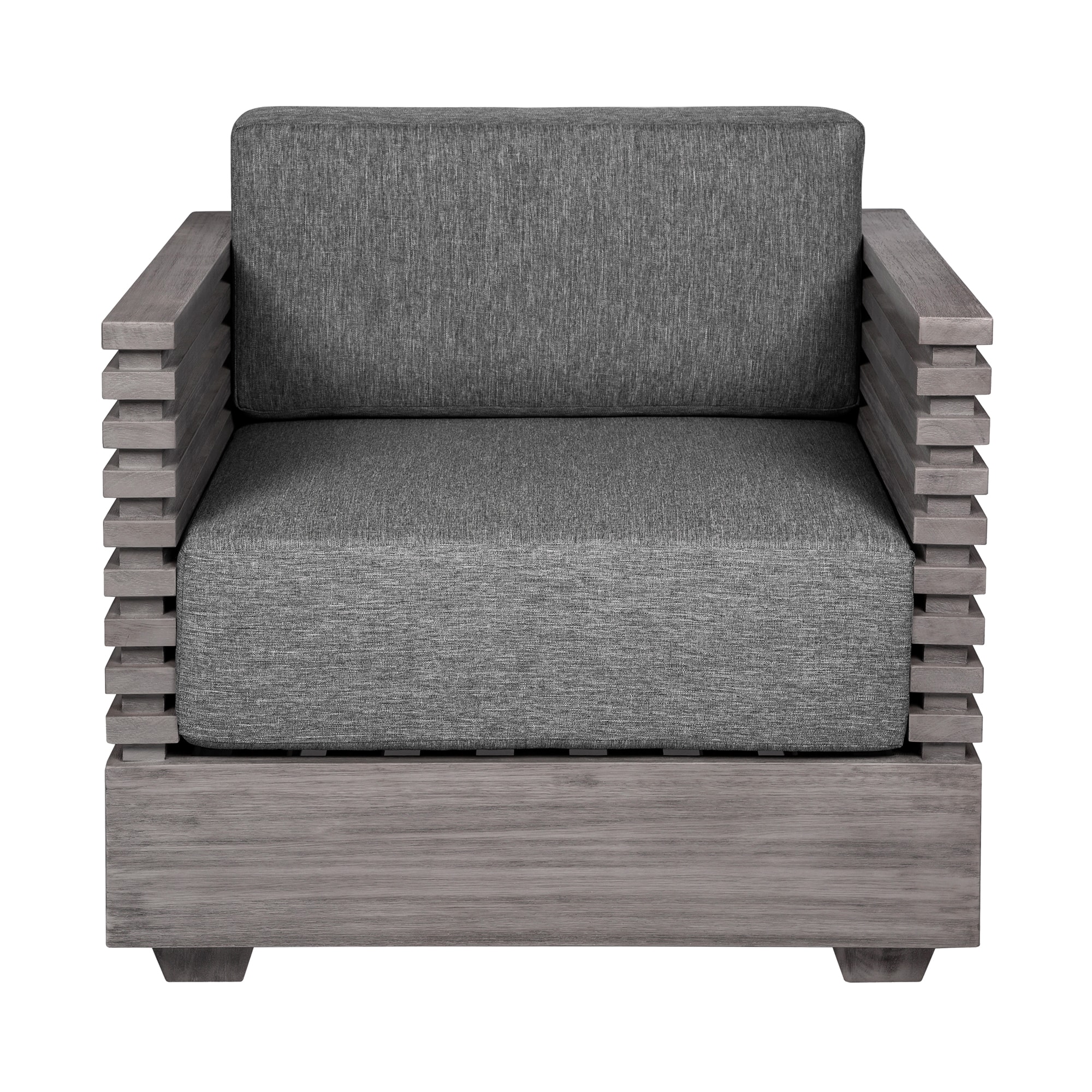 Armen Living LCVICHEUCGRY Vivid Gray Wood Frame Stationary Conversation Chair with Gray Cushioned Seat