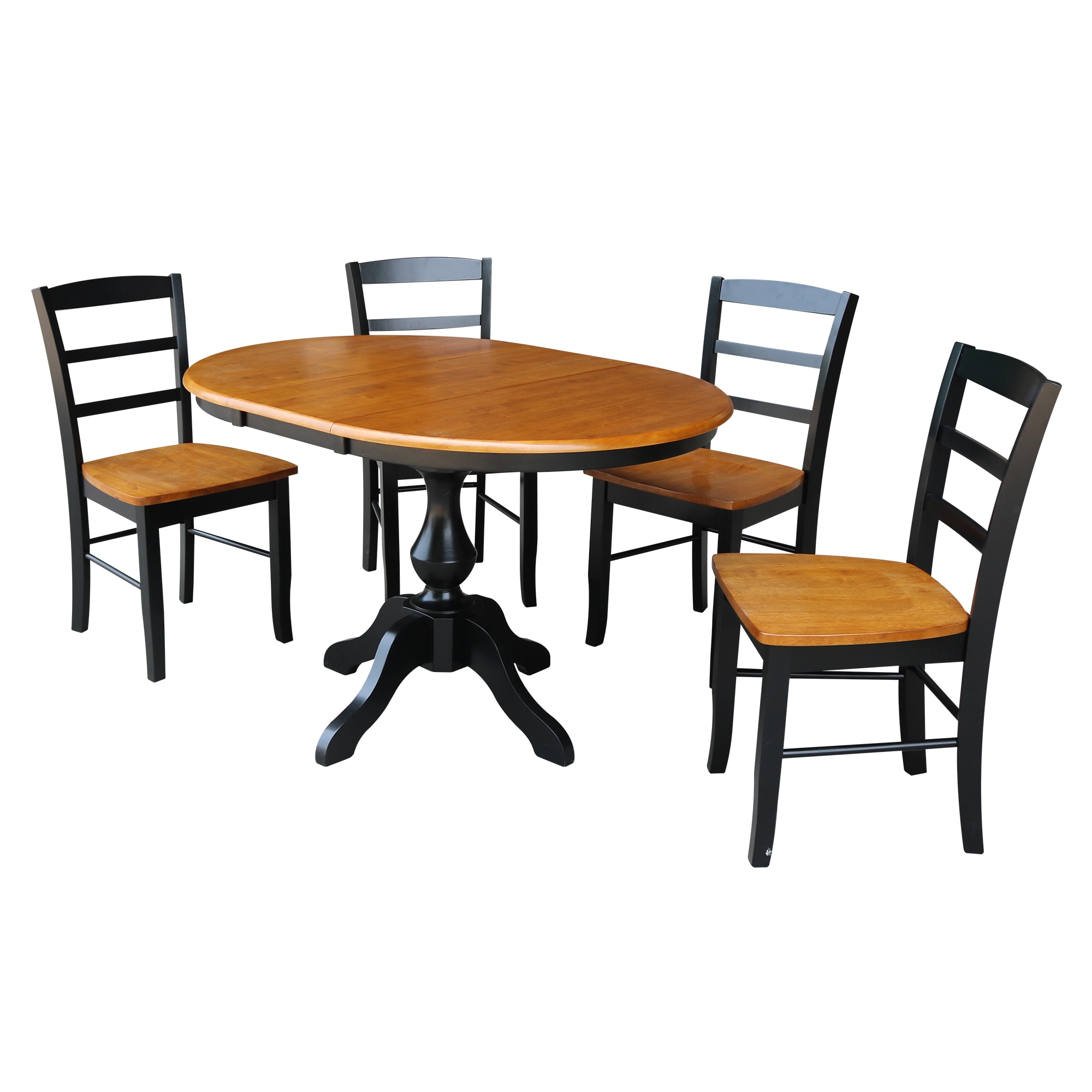 International Concepts K57-36RXT-11B-C2-4 Black/cherry Traditional Dining Room Set with Round Table ( Seats 4 )